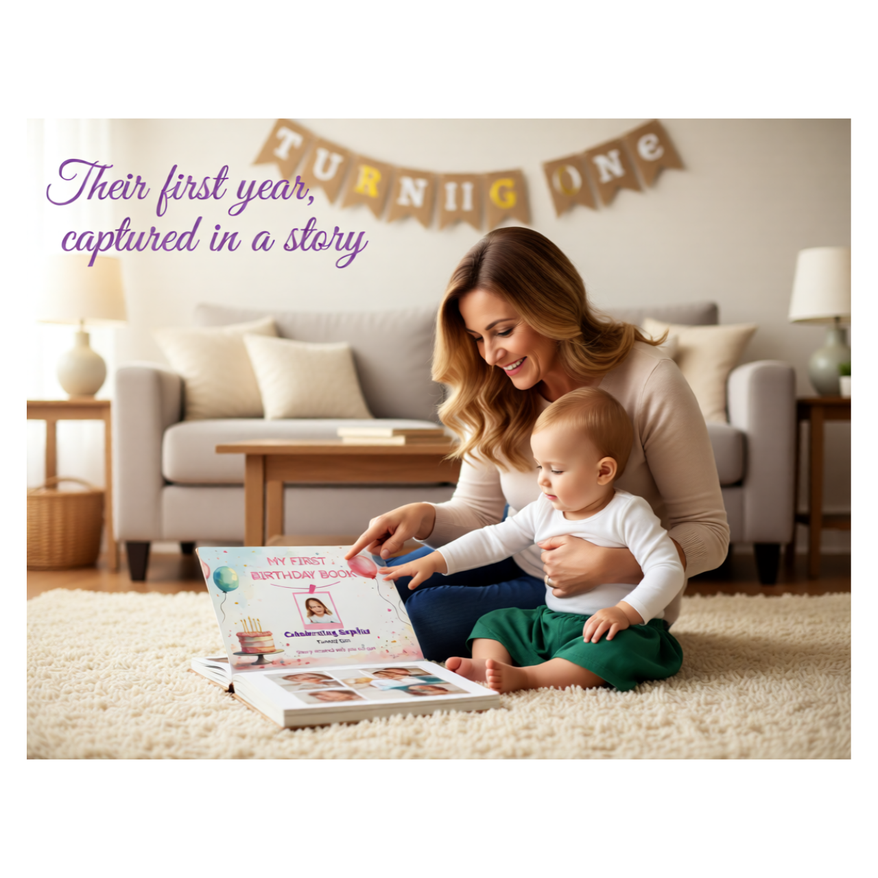 Personalized My First Birthday Hardcover Photobook - 11x8.5 Keepsake Gift for Babies product thumbnail image