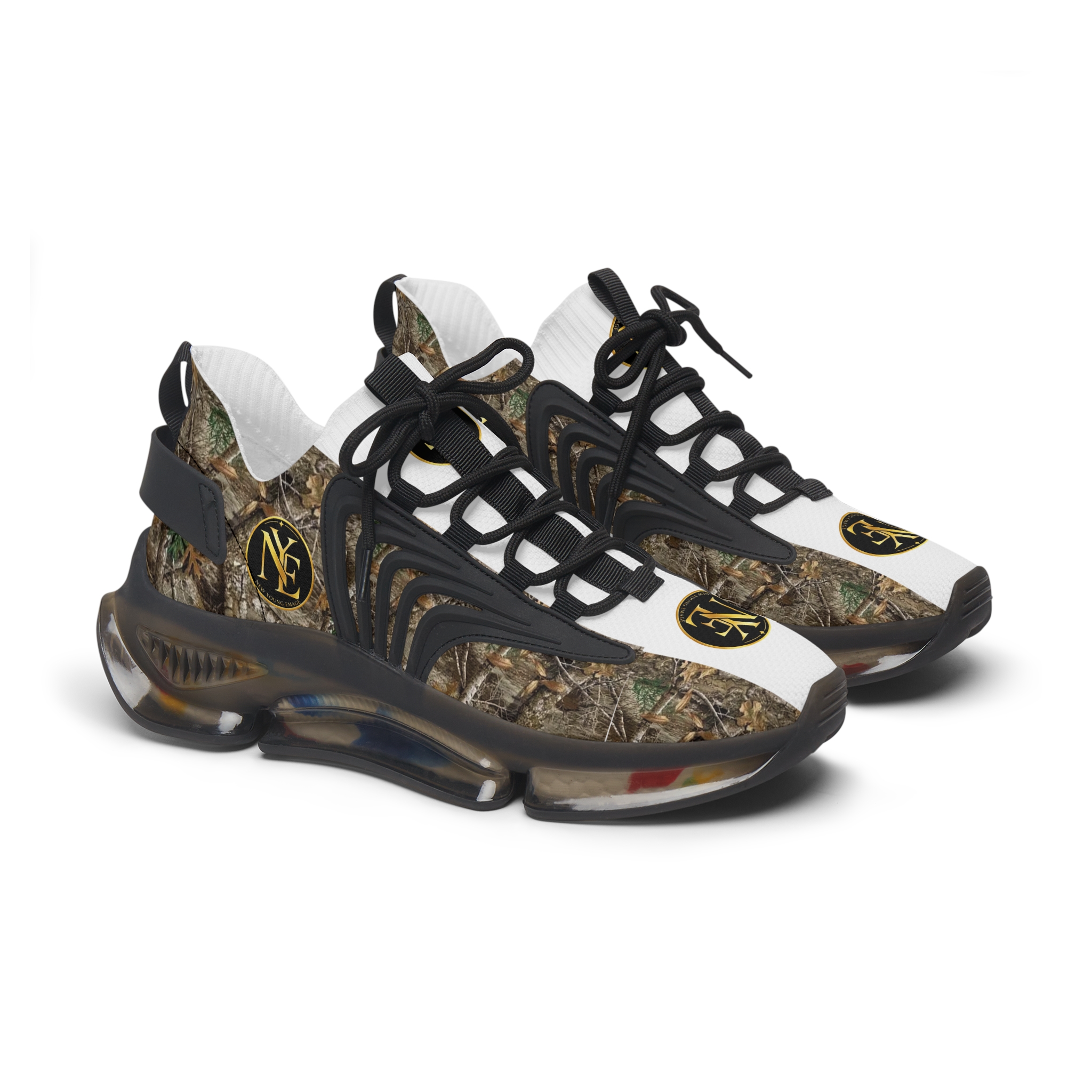 Women’s White Mesh Sneakers — Breathable Athletic Trainers with Color-Speckled Sole product thumbnail image