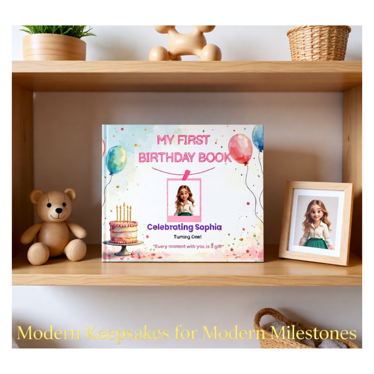 My First Birthday Personalized Hardcover Photobook - 8x8 Baby Keepsake Gift