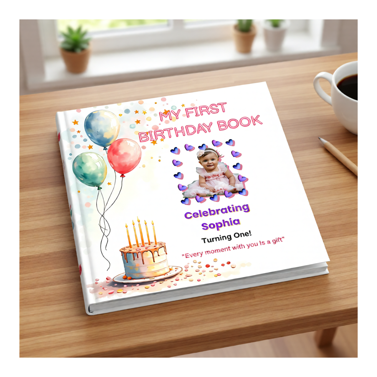My First Birthday Personalized Hardcover Photobook - 8x8 Baby Keepsake Gift product thumbnail image