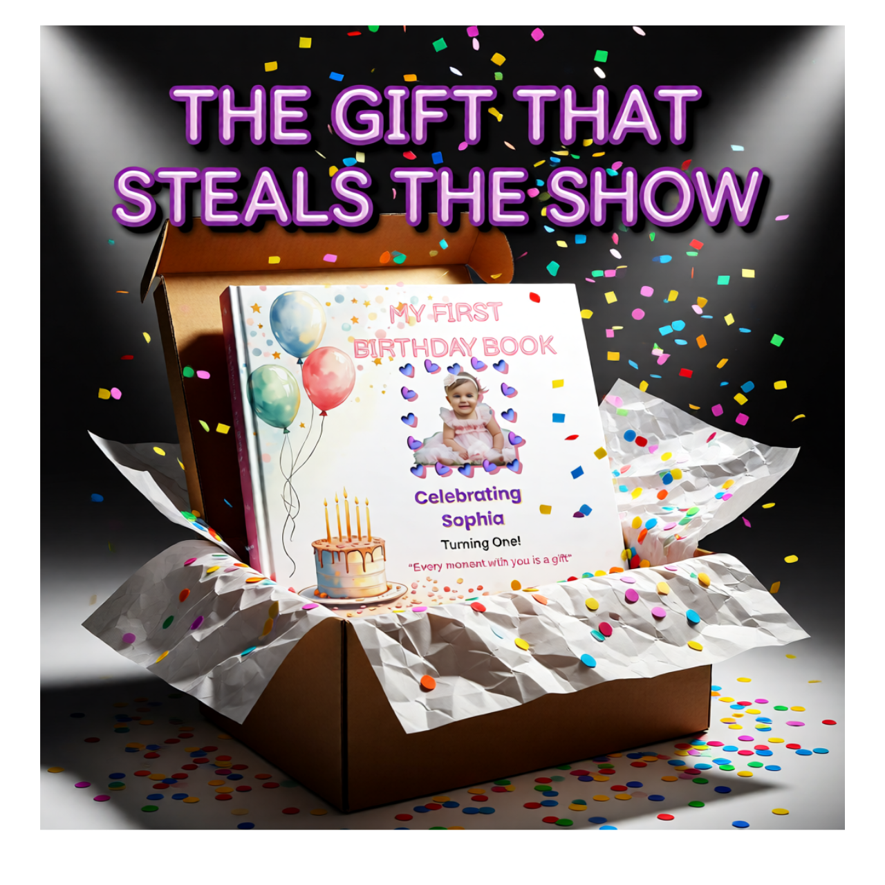 My First Birthday Personalized Hardcover Photobook - 8x8 Baby Keepsake Gift product thumbnail image