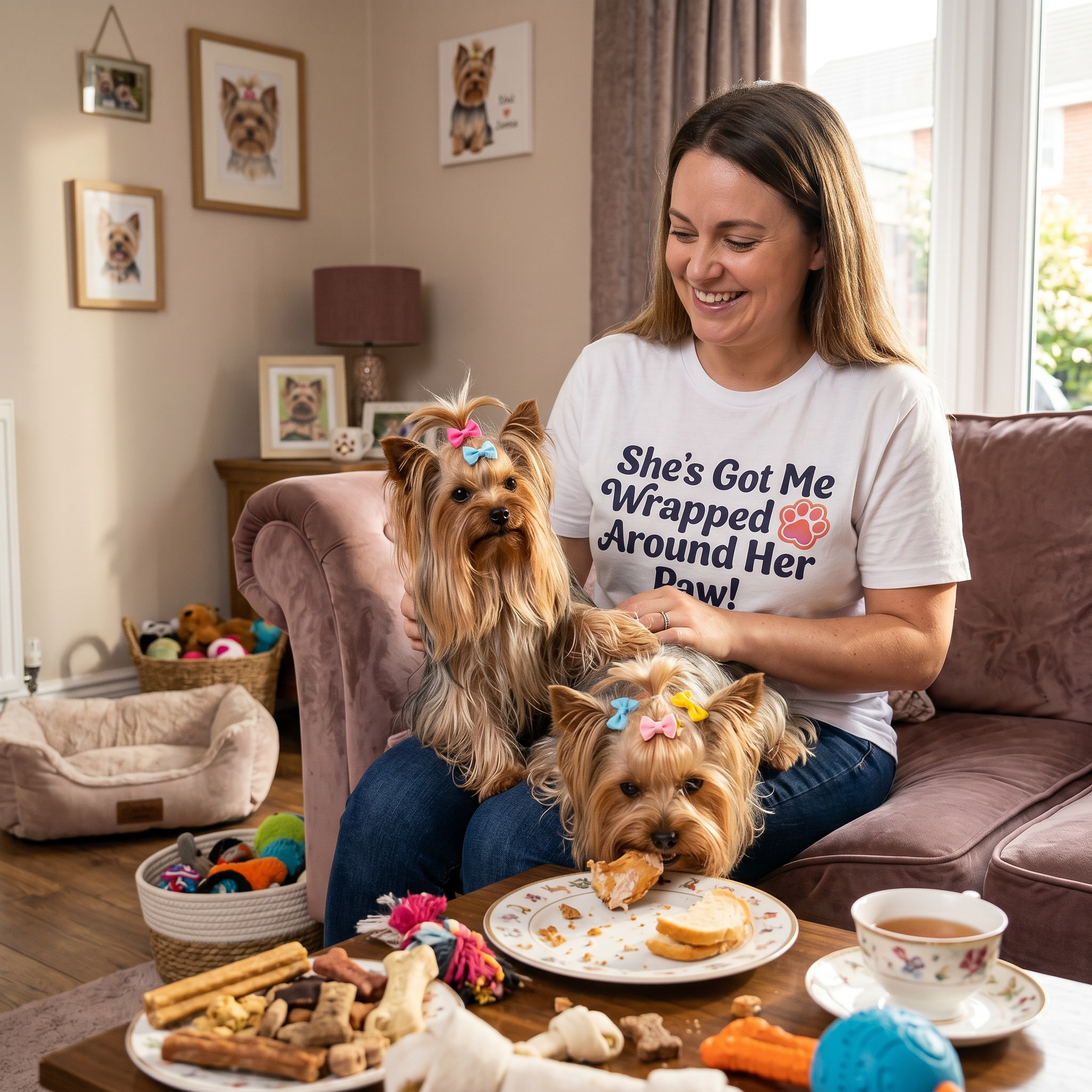 She's Got Me Wrapped Around Her Paw Unisex T-Shirt