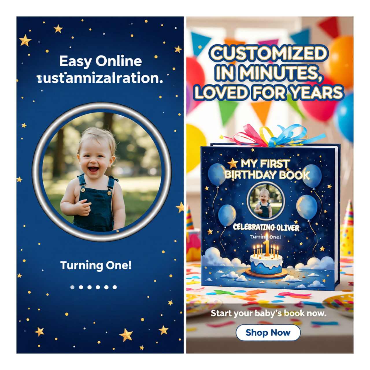 Custom 8X8 My First Birthday Photobook - Perfect Gift for Baby's 1st Year | Personalized Hardcover Photobook - Baby Keepsake Gift product thumbnail image