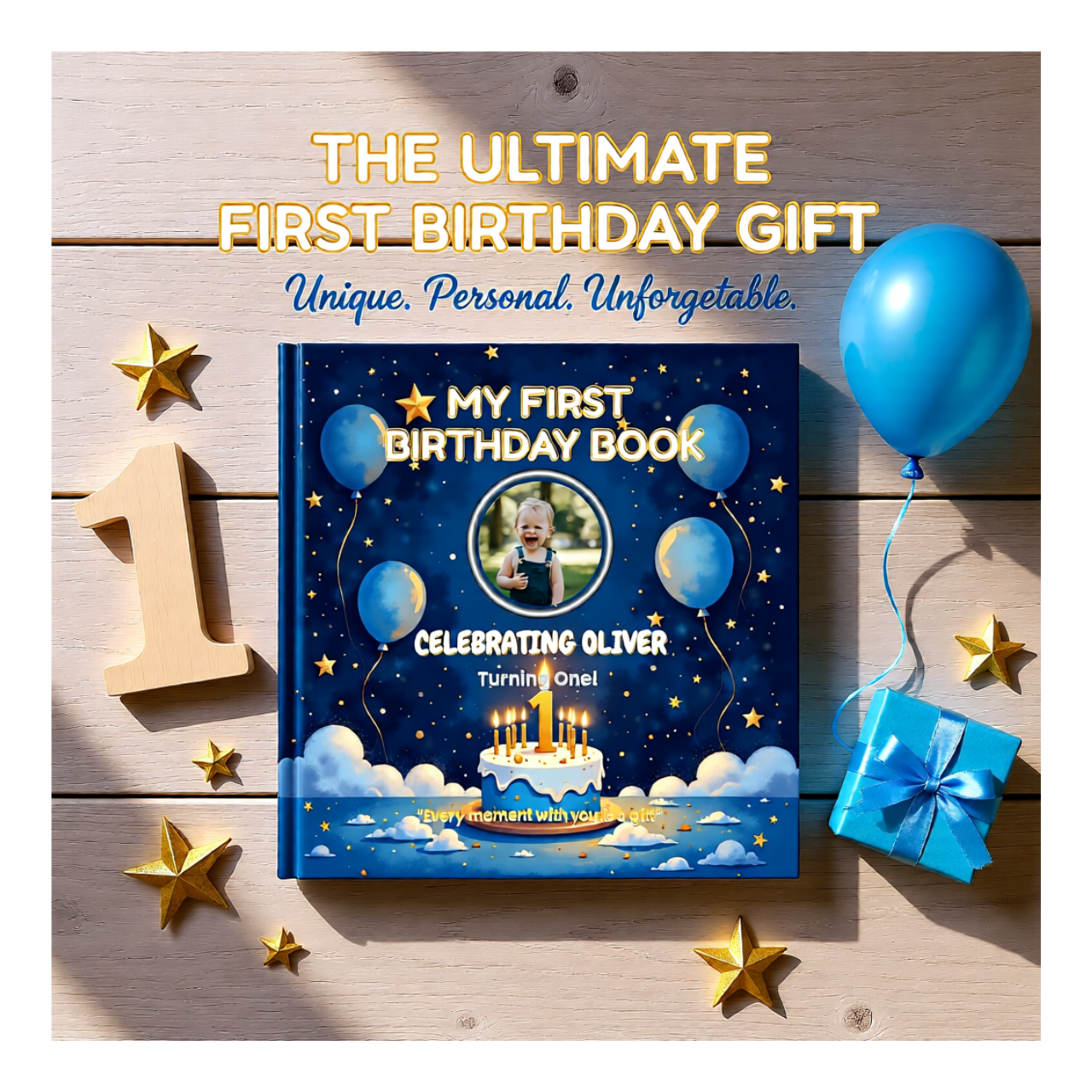 Custom 8X8 My First Birthday Photobook - Perfect Gift for Baby's 1st Year | Personalized Hardcover Photobook - Baby Keepsake Gift