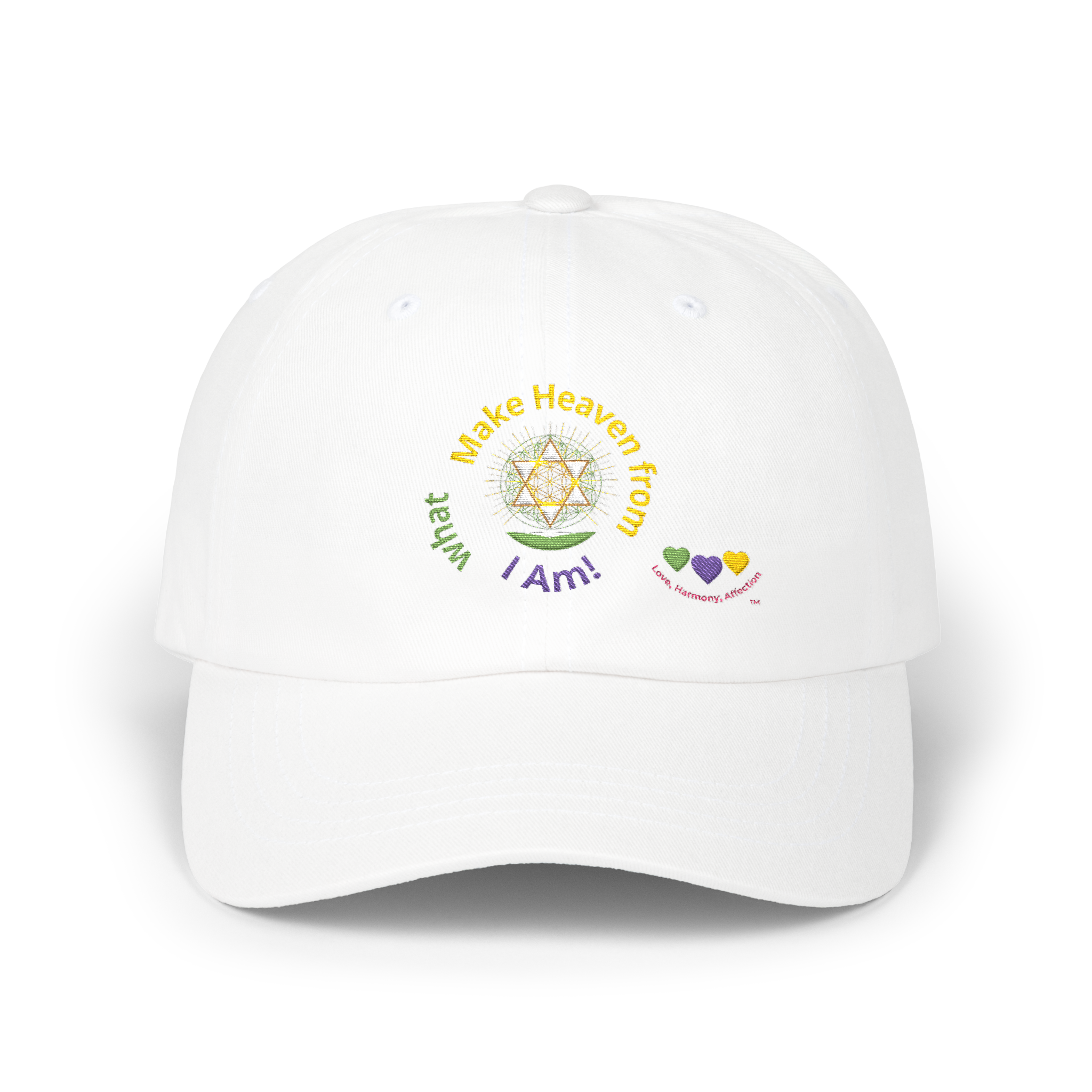 White-LHA, Embroidered Cap - "Make Heaven form what I Am!" Edition | Baseball, Spiritual, Eveyday Hat - One Size product thumbnail image