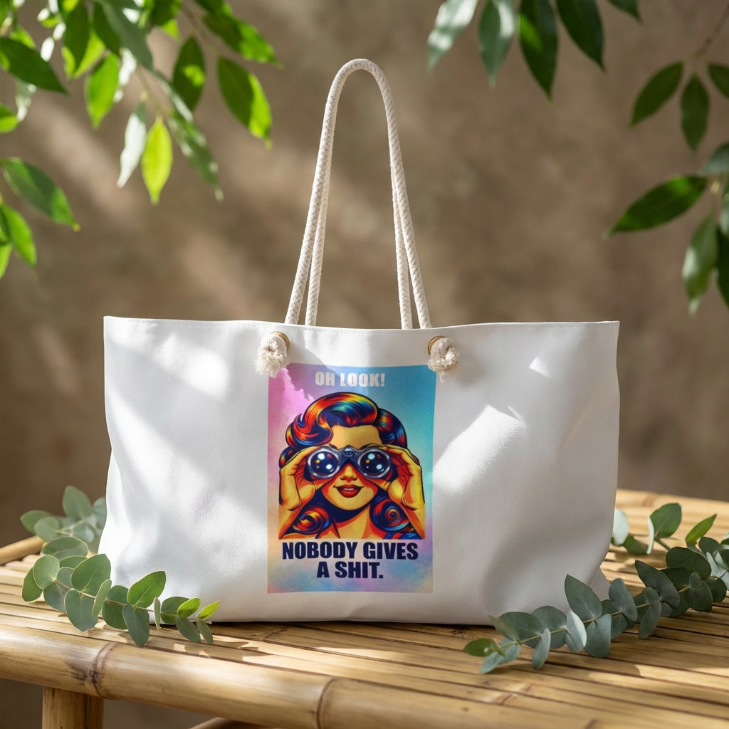 Weekender Bag — Retro Pop Art ‘Oh Look! Nobody Gives a Shit.’ Canvas Tote