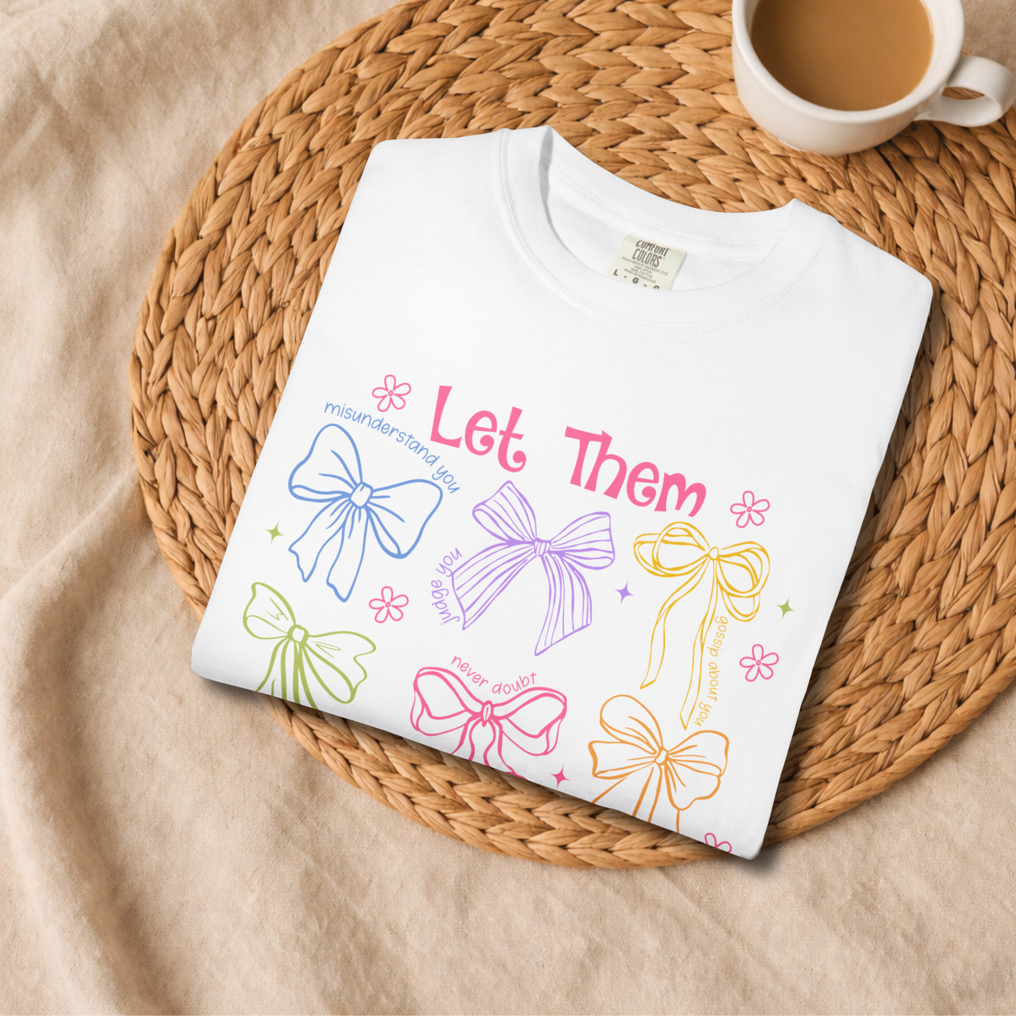 Let Them Bow T-Shirt — Pastel Ribbon Graphic Tee product thumbnail image Let Them Bow T-Shirt — Pastel Ribbon Graphic Tee product thumbnail image