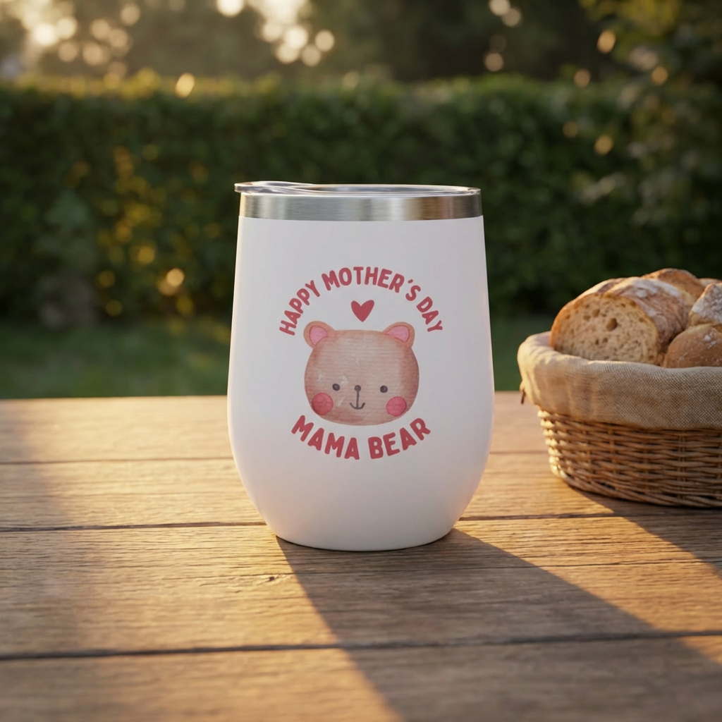 Chill Wine Tumbler, Mama Bear Illustration, Happy Mother's Day Theme, Gift for Mom, Cute and Cuddly Design product thumbnail image Chill Wine Tumbler, Mama Bear Illustration, Happy Mother's Day Theme, Gift for Mom, Cute and Cuddly Design product thumbnail image