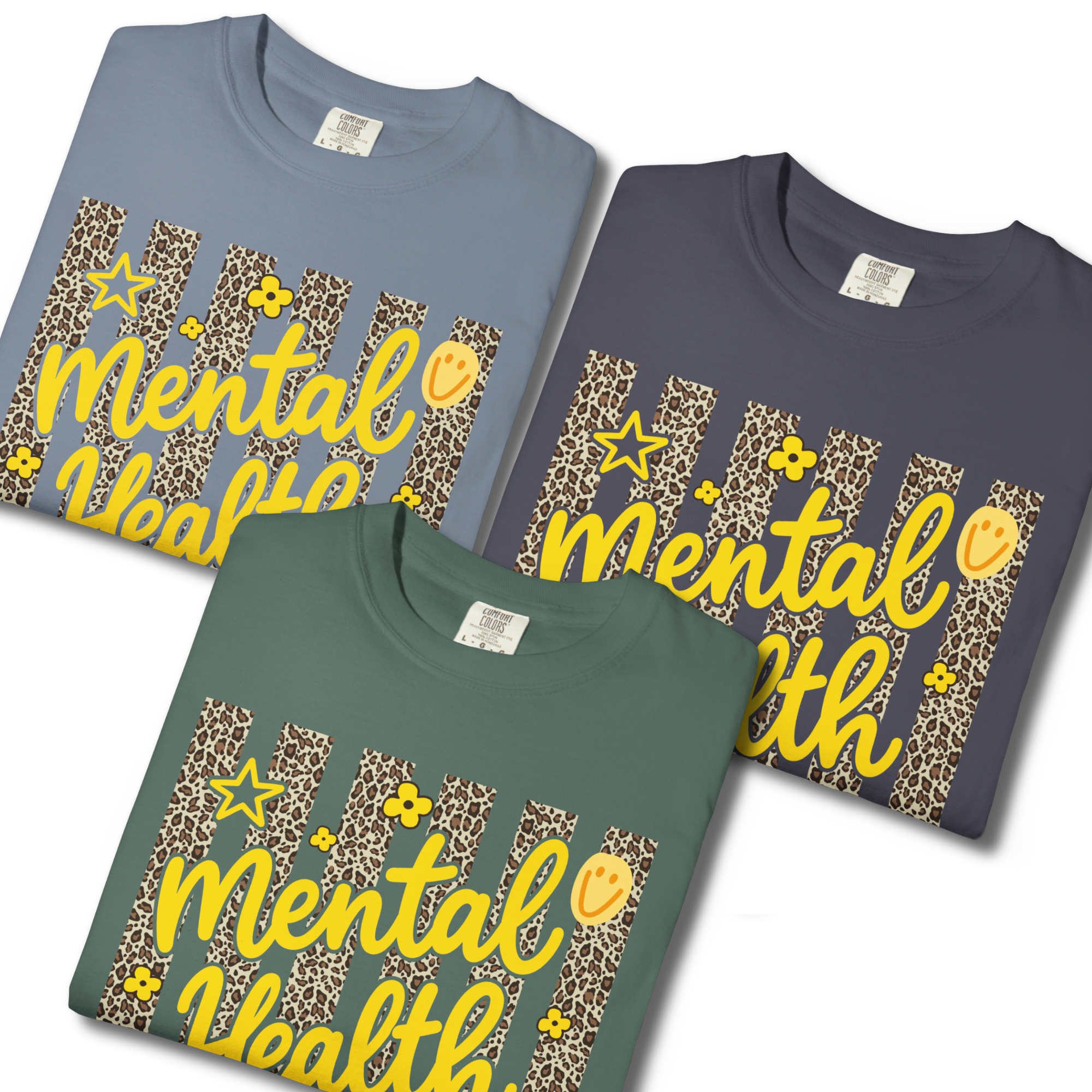 Mental Health Matters T-Shirt — Leopard Print Yellow Script Awareness Tee product thumbnail image Mental Health Matters T-Shirt — Leopard Print Yellow Script Awareness Tee product thumbnail image