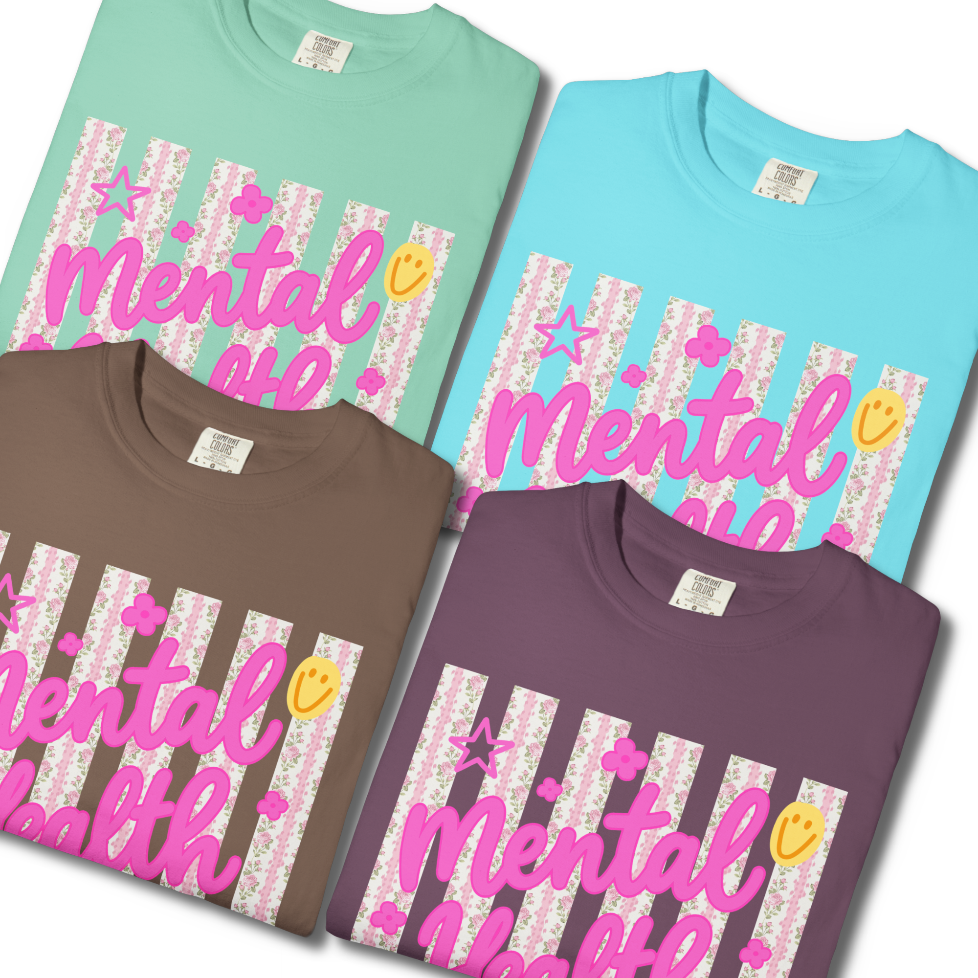 Mental Health Matters T-Shirt — Pink Retro Stars Graphic Tee product thumbnail image Mental Health Matters T-Shirt — Pink Retro Stars Graphic Tee product thumbnail image