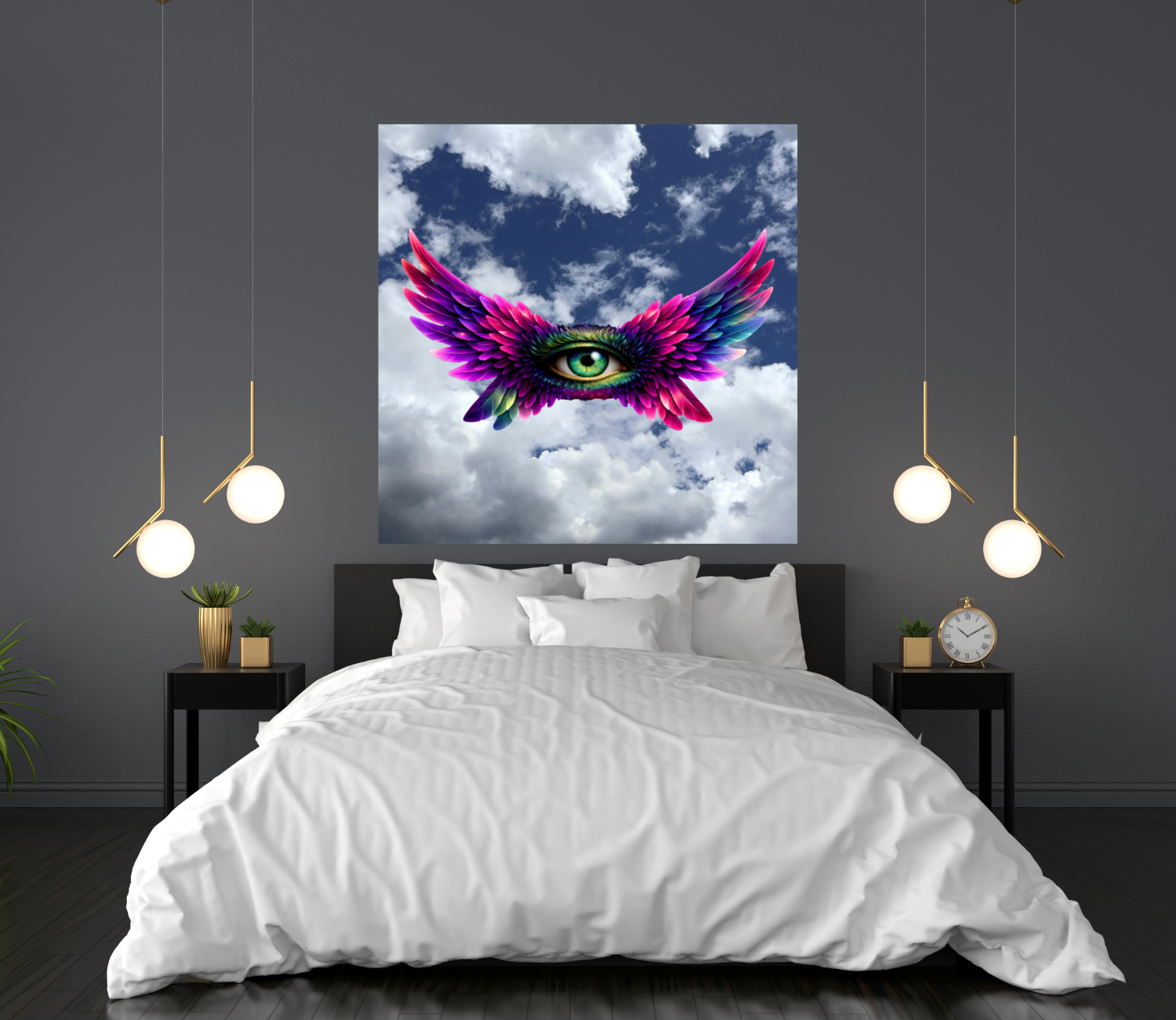 Silk Poster – Vibrant Winged Evil Eye Art Print (Indoor/Outdoor Protection) product thumbnail image