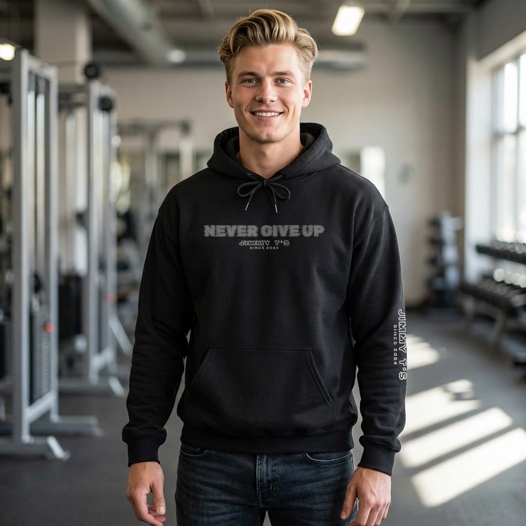 Jimmy T's Apparel Unisex Heavy Blend™ Never Give Up Fade Sleeve Hooded Sweatshirt product thumbnail image Jimmy T's Apparel Unisex Heavy Blend™ Never Give Up Fade Sleeve Hooded Sweatshirt product thumbnail image