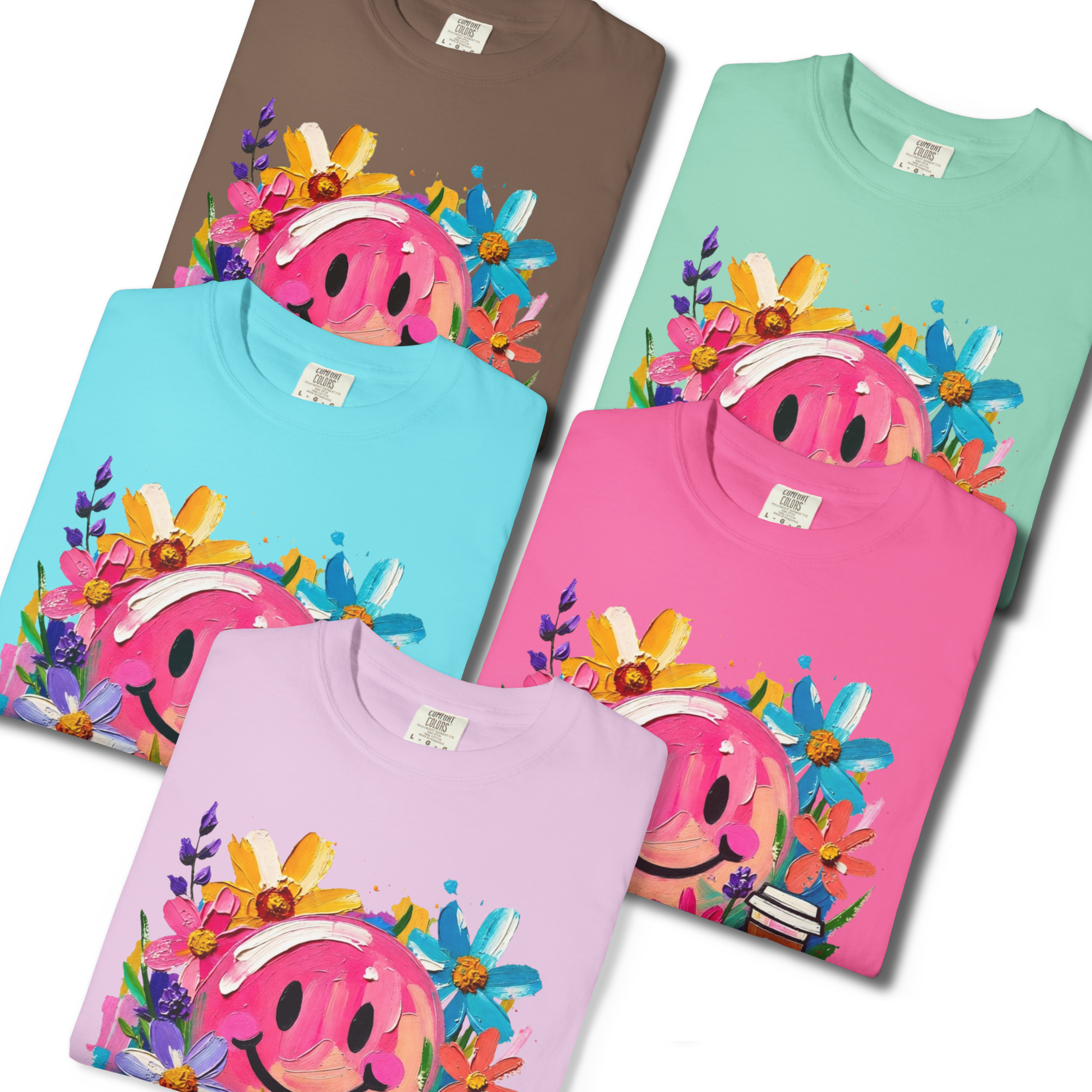 Therapy Smiley Floral T-Shirt — Coffee & Flowers Mental Health Tee product thumbnail image Therapy Smiley Floral T-Shirt — Coffee & Flowers Mental Health Tee product thumbnail image