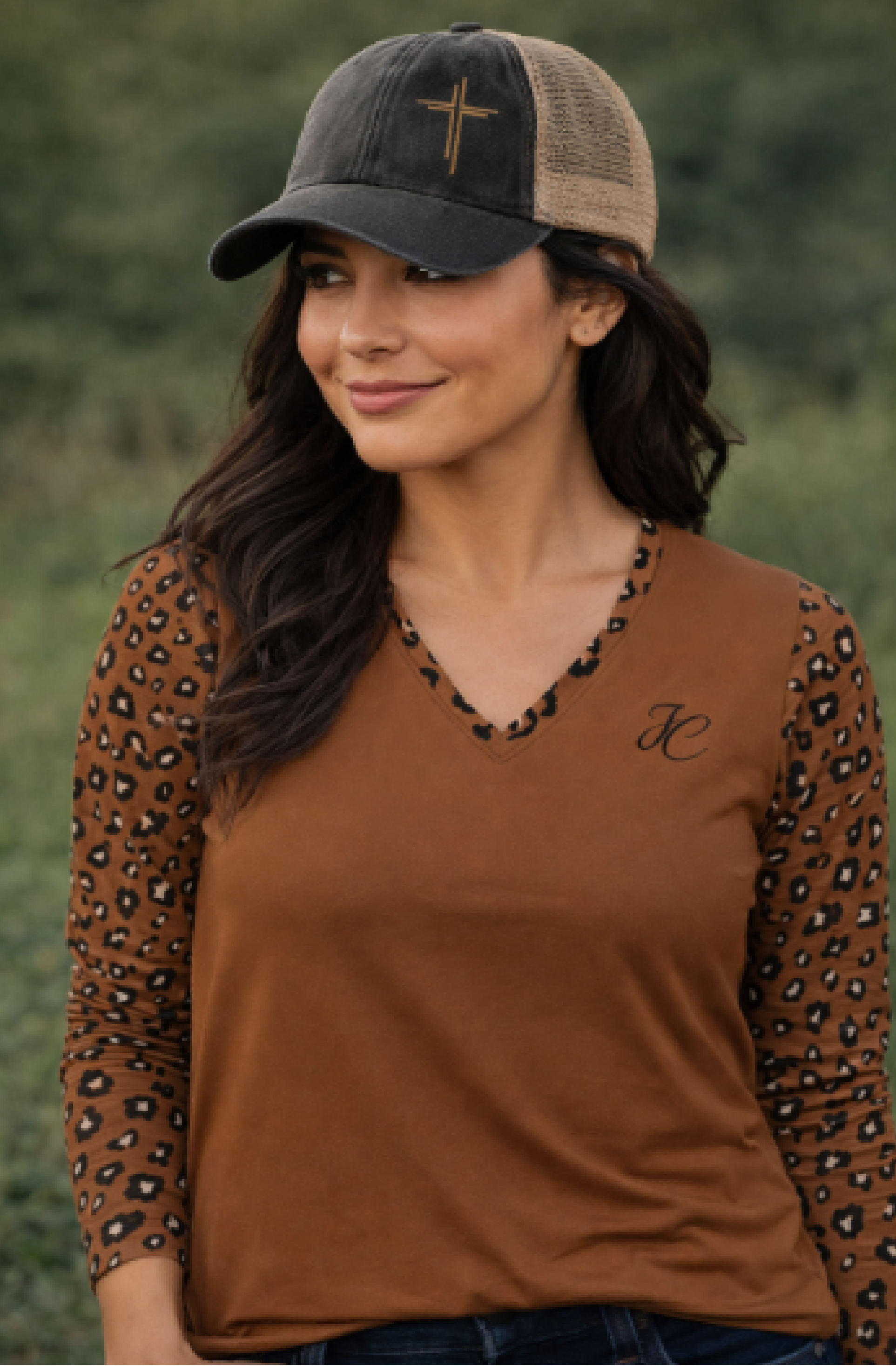Women's Washed Mesh-Back Cap - Leopard, Long Horn, Blue &amp; Pink Floral, Fawn patterns product thumbnail image