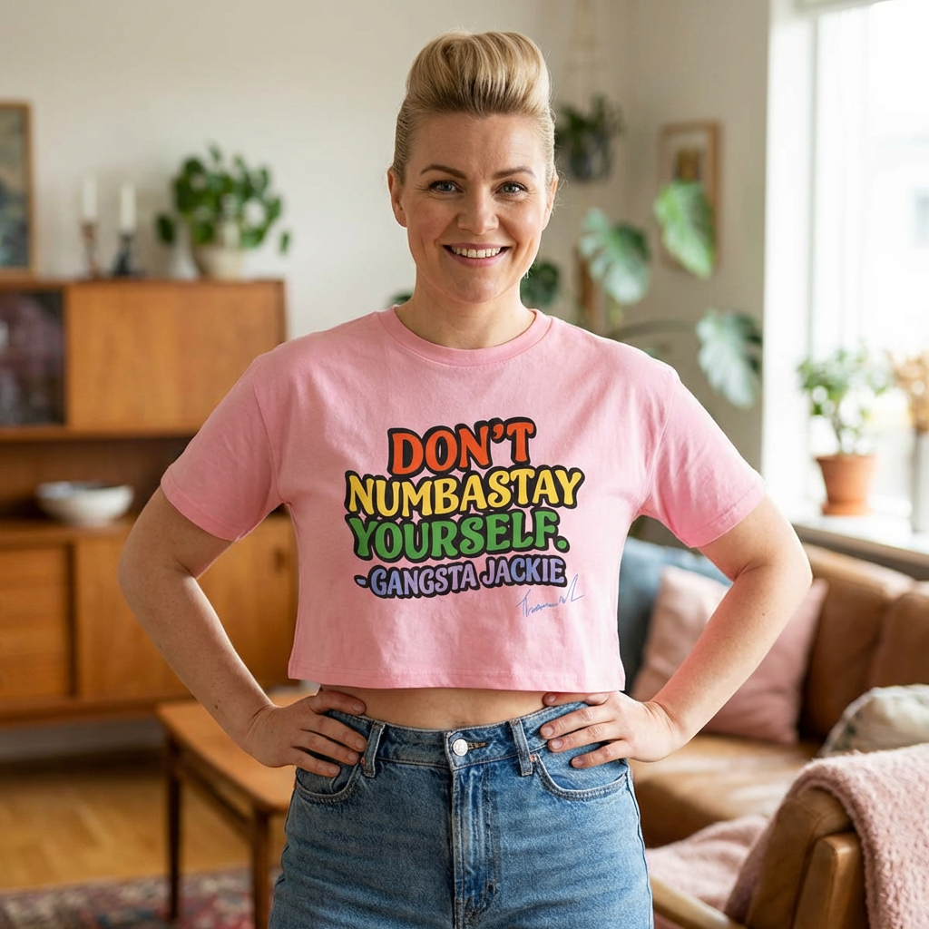 Jackie ThaMuscleWhisperer Cropped Tshirt – "Don’t Numbastay Yourself" 