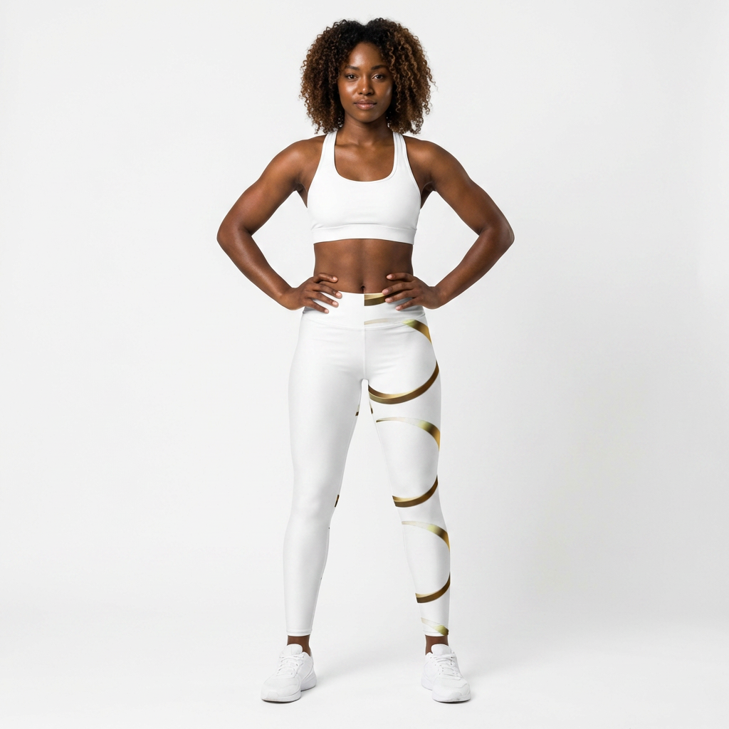 Gold Ribbon White Casual Leggings — Women's All-Over Print product thumbnail image Gold Ribbon White Casual Leggings — Women's All-Over Print product thumbnail image