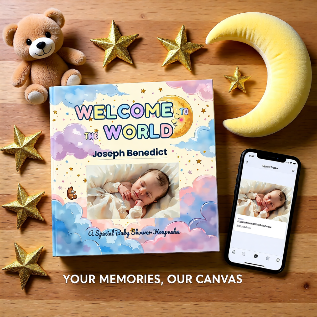 Custom Baby Shower Photo Book | 8x8 Hardcover Keepsake for Moms and Kids | Fill &amp; Personalize | Perfect Gift for Moms and Kids product thumbnail image