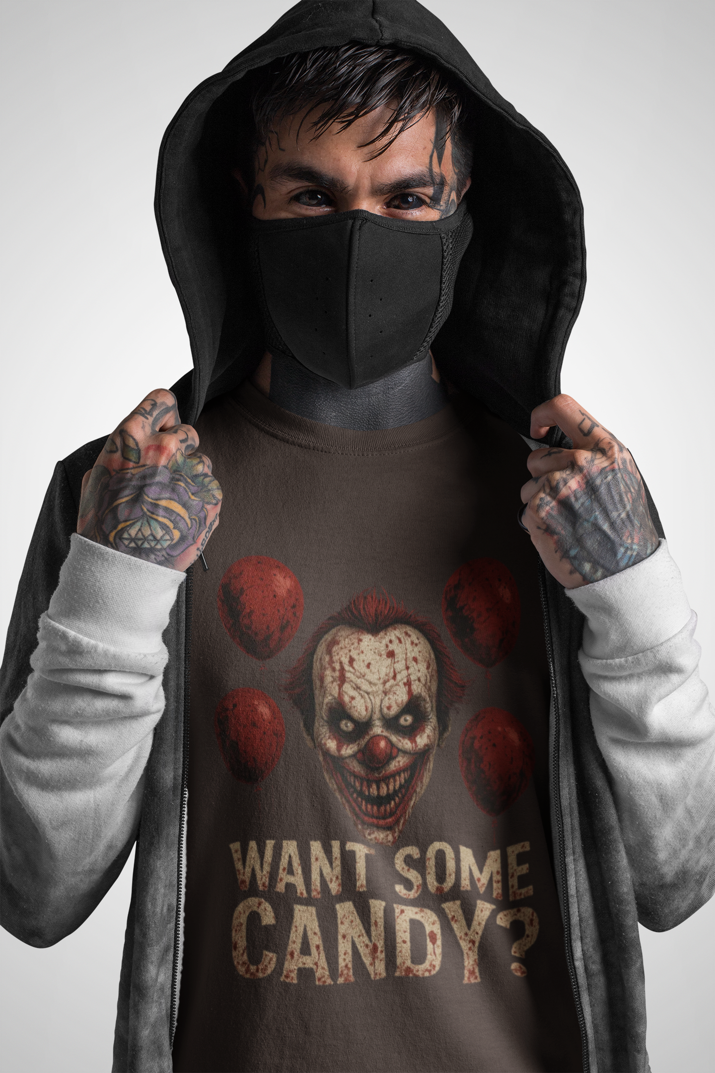 Creepy Clown Halloween Shirt, Scary Horror Clown Graphic Tee, Spooky Unisex Heavy Cotton T-Shirt, Halloween Costume Top product thumbnail image