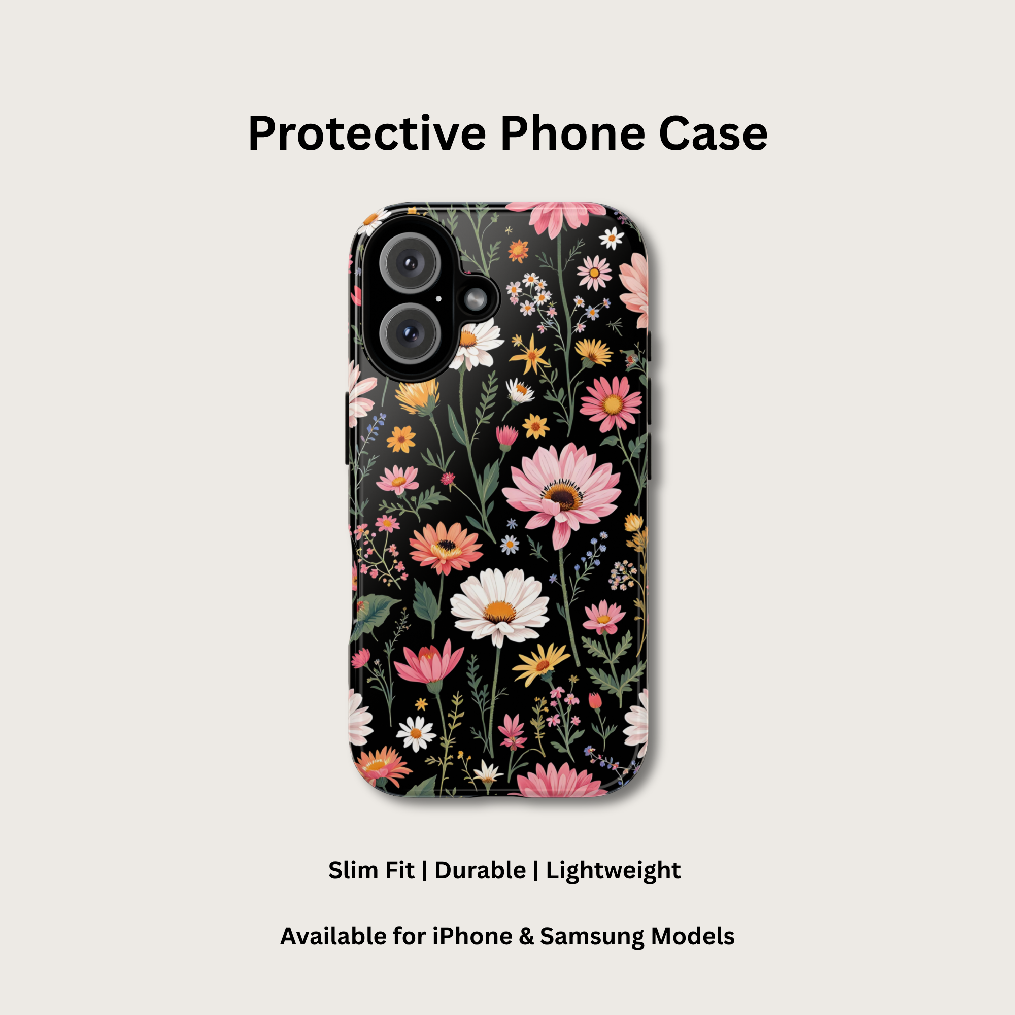 Wildflower Daisy Tough Case – Pink Floral Phone Cover product thumbnail image Wildflower Daisy Tough Case – Pink Floral Phone Cover product thumbnail image