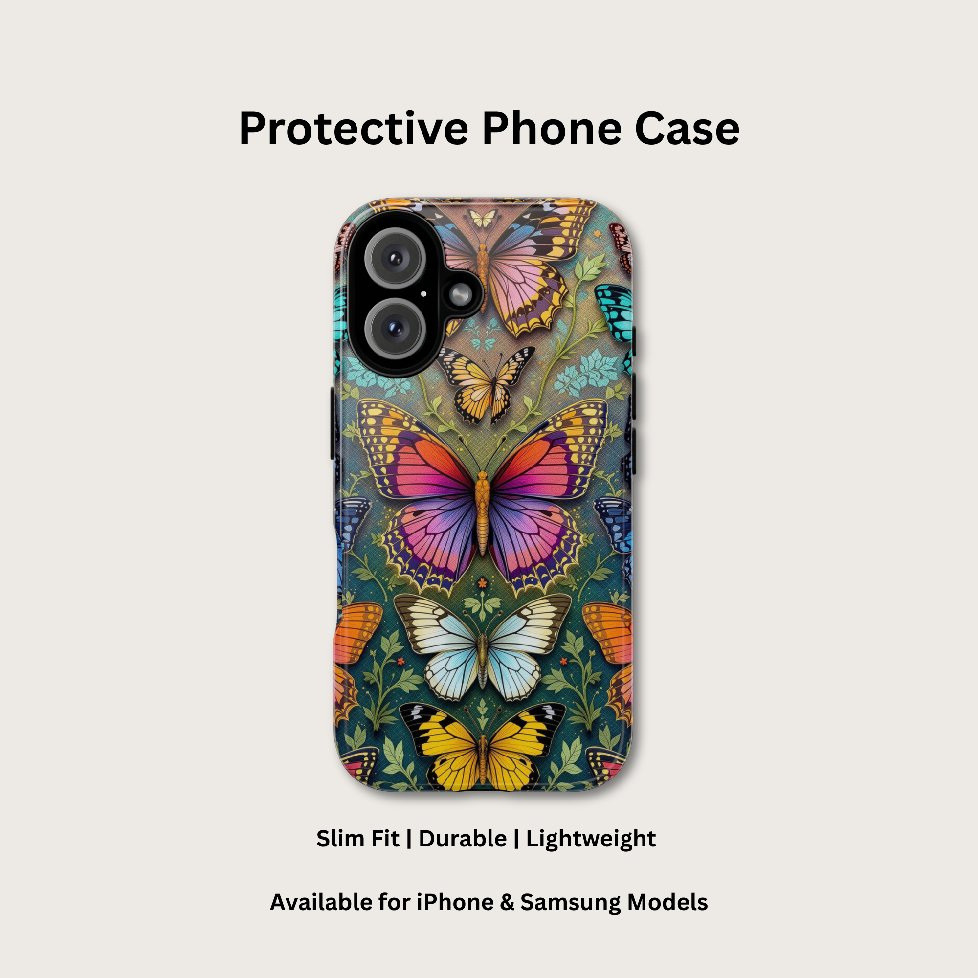 Colorful Butterfly Art Phone Case – Floral Aesthetic iPhone &amp; Samsung Tough Cover  product thumbnail image