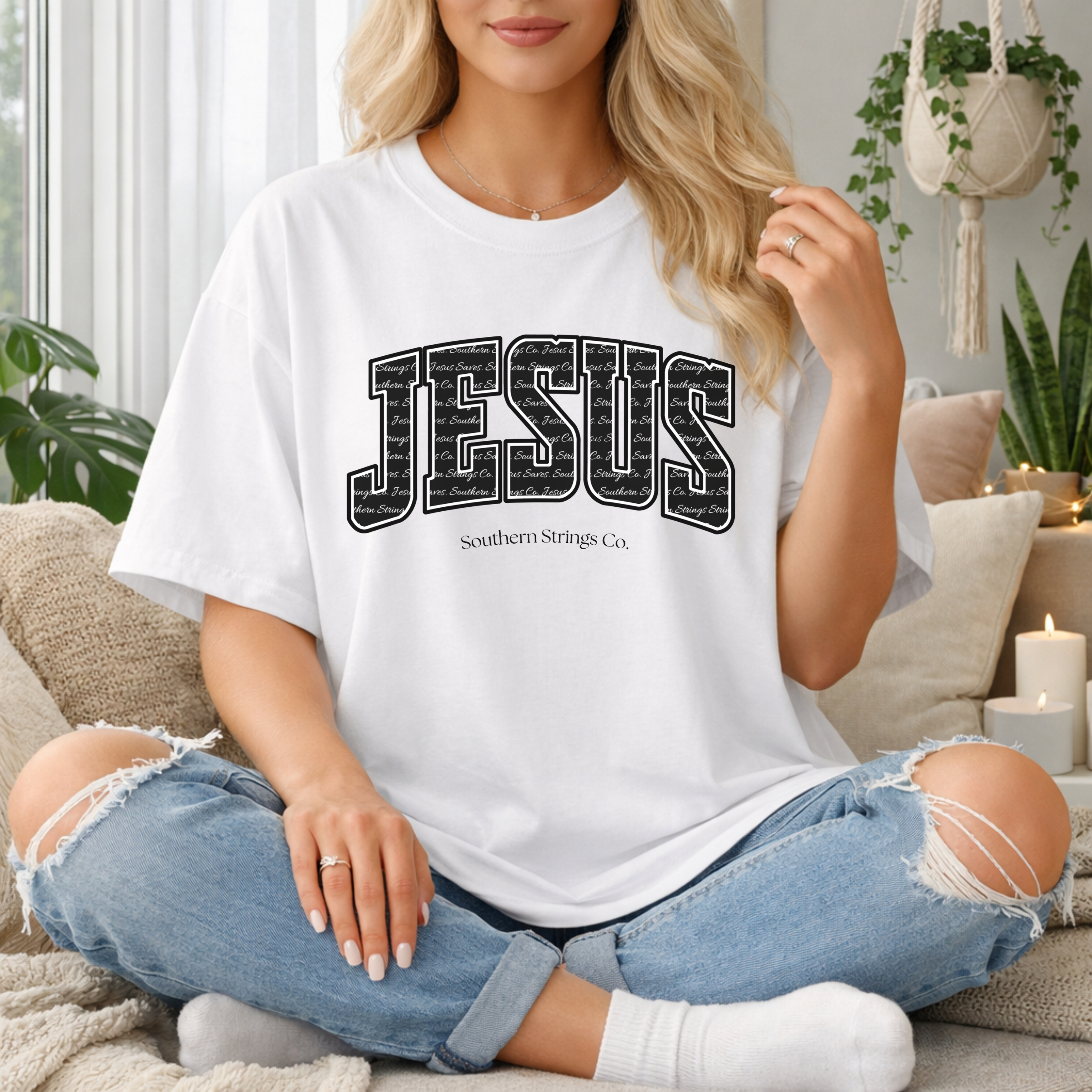 “Southern Strings Co. Jesus Saves” Vintage Jesus T-Shirt