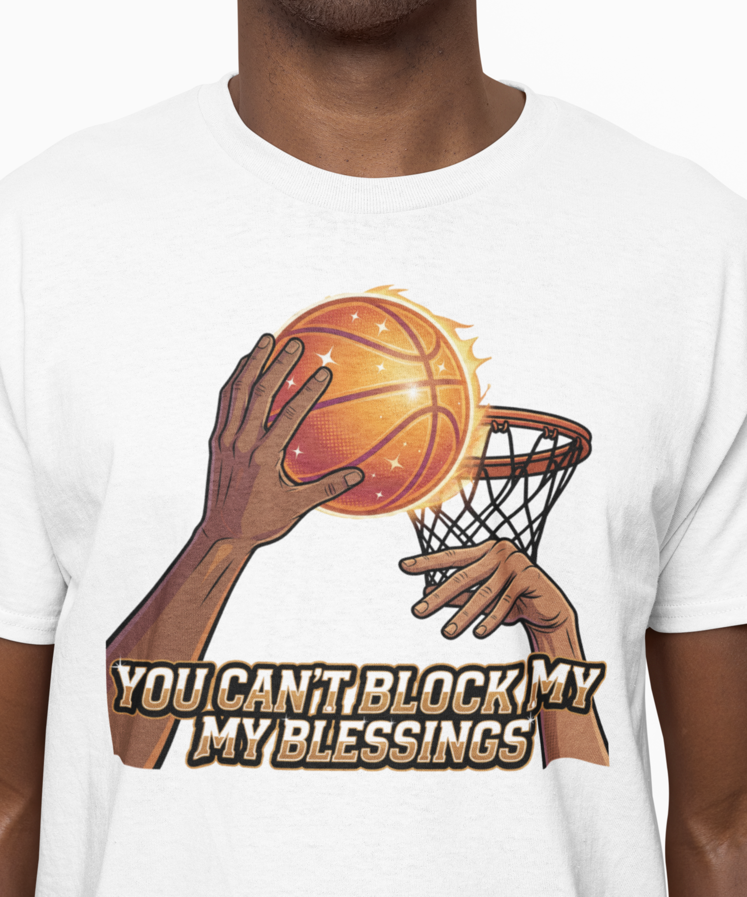 Men's Basketball "You Can't Block My Blessings" Gildan Softstyle Unisex Adult Tee, Motivational Sports Inspirational Religious Faith T-Shirt product thumbnail image