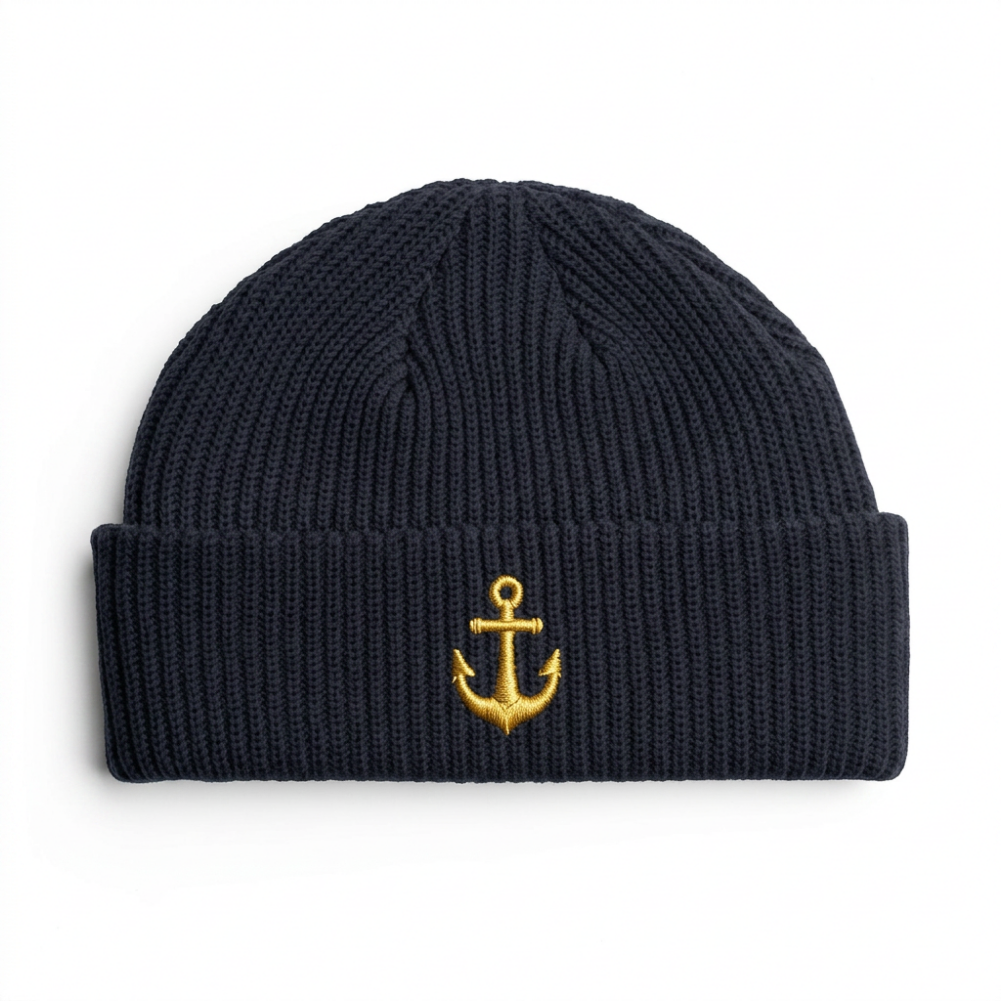 Anchor Embroidered Cuff Beanie — Nautical Knit Hat product thumbnail image Anchor Embroidered Cuff Beanie — Nautical Knit Hat product thumbnail image