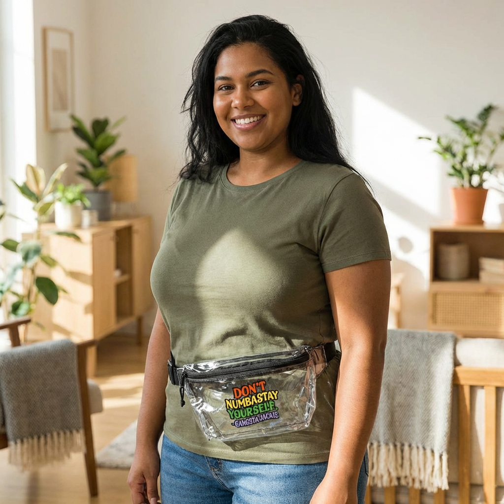 Transparent Fanny Pack Clear Festival Waist Bag with "Don't Numbastay Yourself"