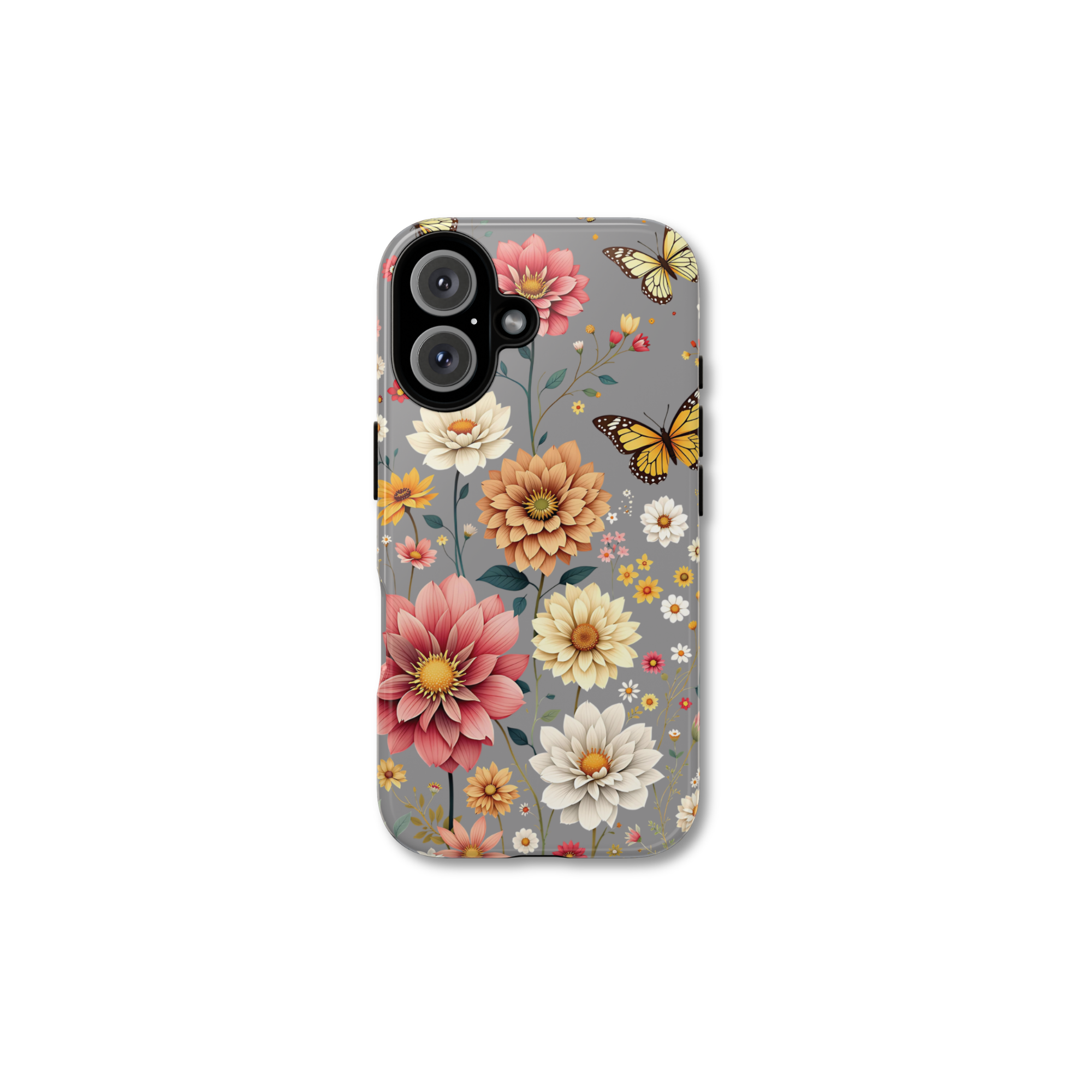 Floral Butterfly Phone Case – Elegant Flower Tough Cover 