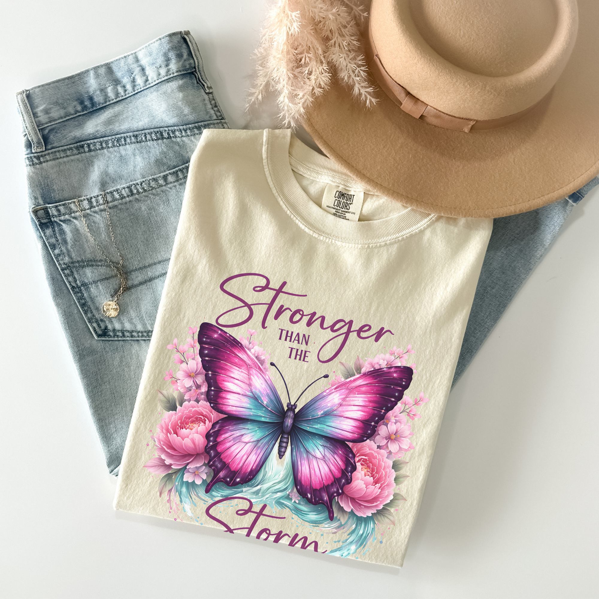 Stronger Than the Storm Butterfly T-Shirt product thumbnail image Stronger Than the Storm Butterfly T-Shirt product thumbnail image