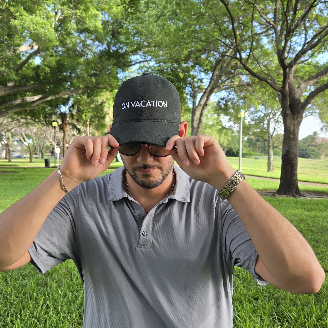On Vacation Baseball Cap — Embroidered product thumbnail image