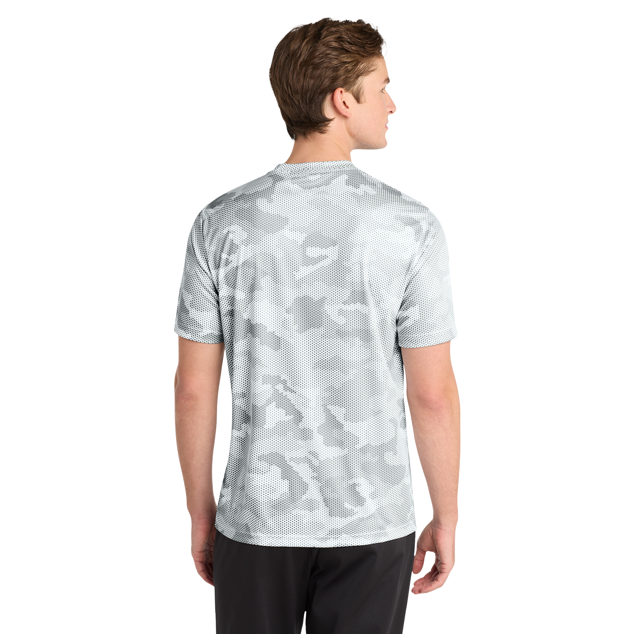 Camo Hex pattern T-Shirt | Camo back, BAMF chest print – XS, White