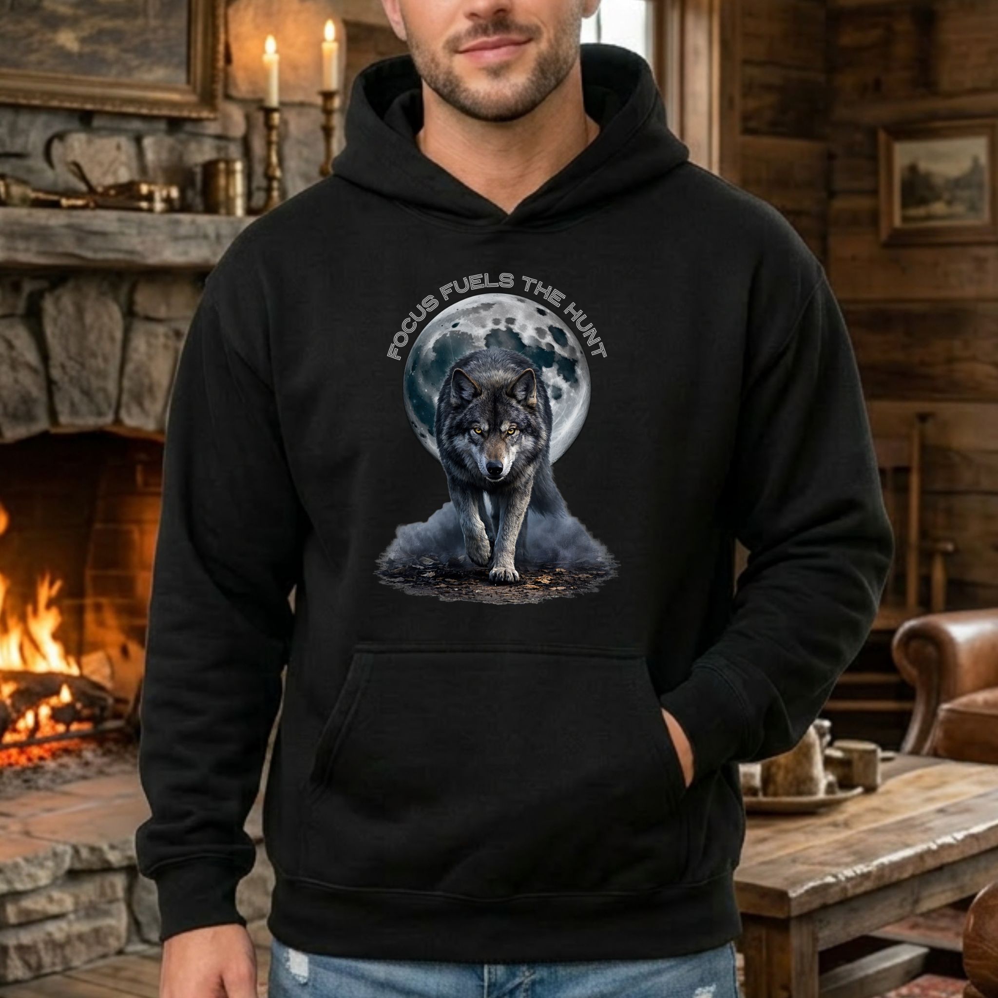 Wolf Graphic Hoodie | Focus Fuels The Hunt Pullover Hoodie