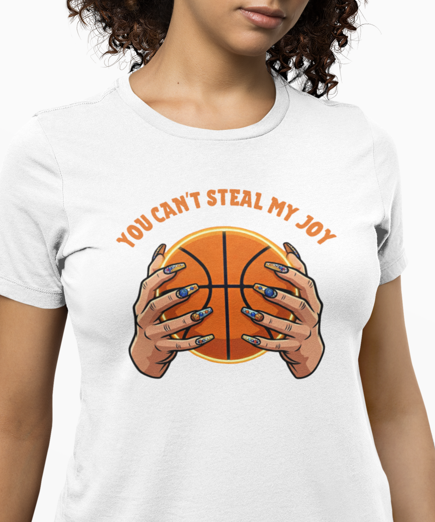  "You Can't Steal My Joy" Gildan Softstyle Unisex Adut T-Shirt, Women's Basketball Fingernails and Faith Graphic Tee