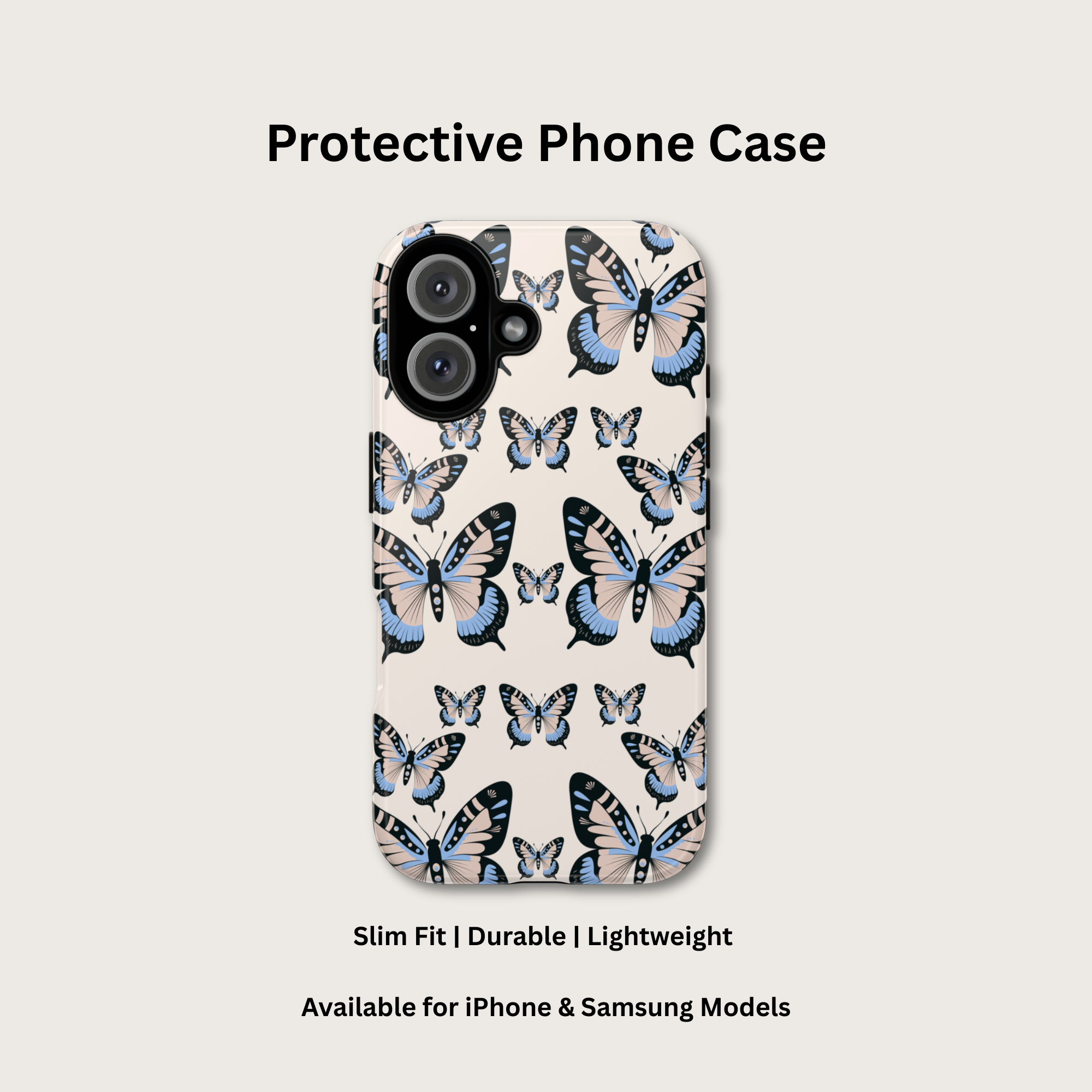Butterfly Pattern Phone Case — Soft Aesthetic Tough Cover product thumbnail image