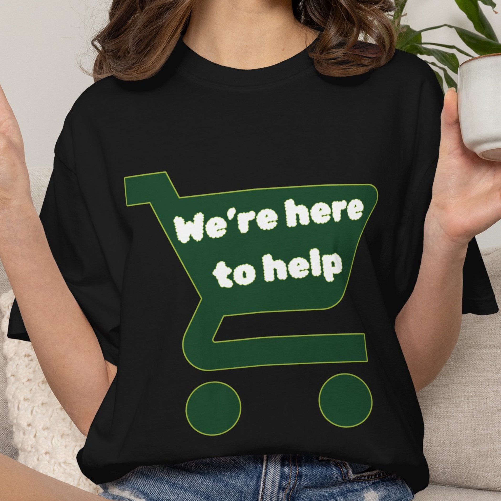  "We're Here to Help" Shopping Trolley Staff Tee
