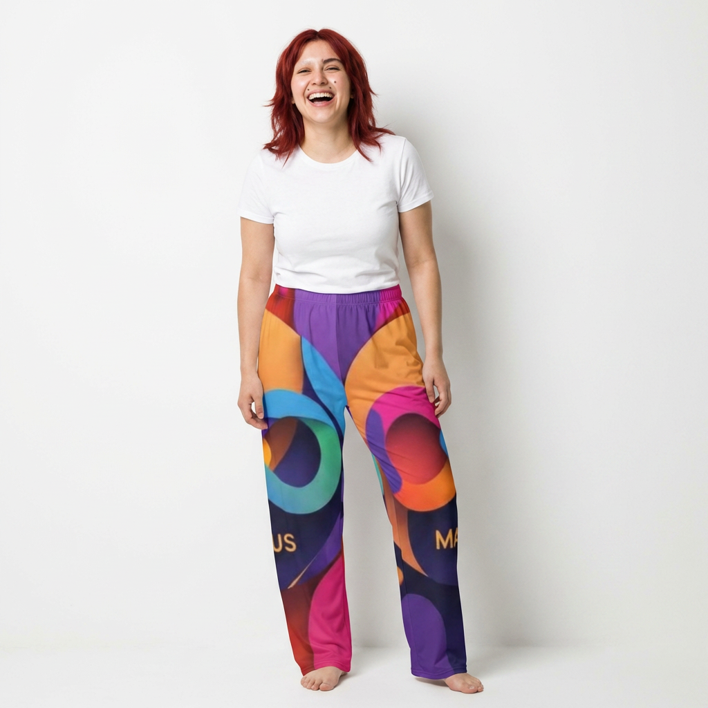 Colorful Abstract Lounge Pants — Bold Geometric Women's Pajama Trousers
