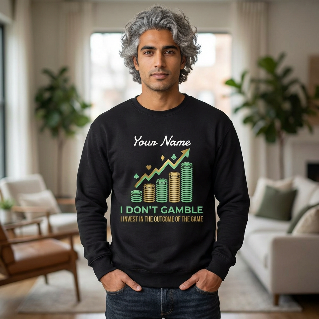 Funny Poker Player Shirt I Invest in the Outcome Pro Gambler Gift, Unisex Crewneck Sweatshirt product thumbnail image