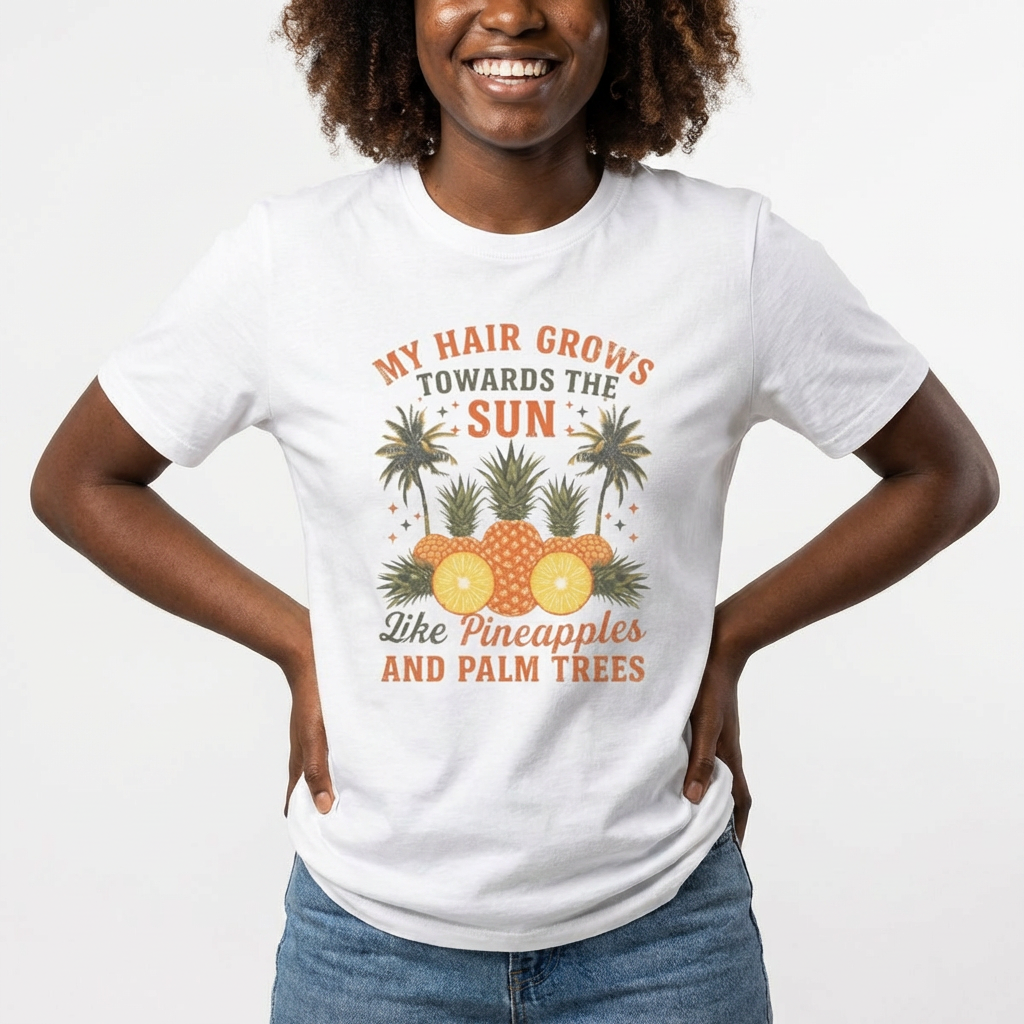 Summer All Hair Types "My Hair Grows Towards the Sun Like Pineapples &amp; Palm Trees" Graphic Cropped Tee