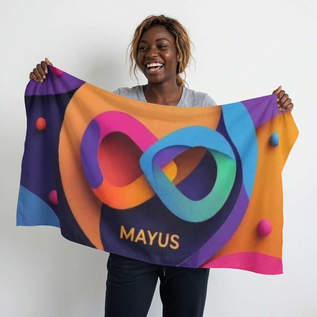 Vibrant Infinity Beach Towel — Colorful Graphic Beach Towel with MAYUS Logo