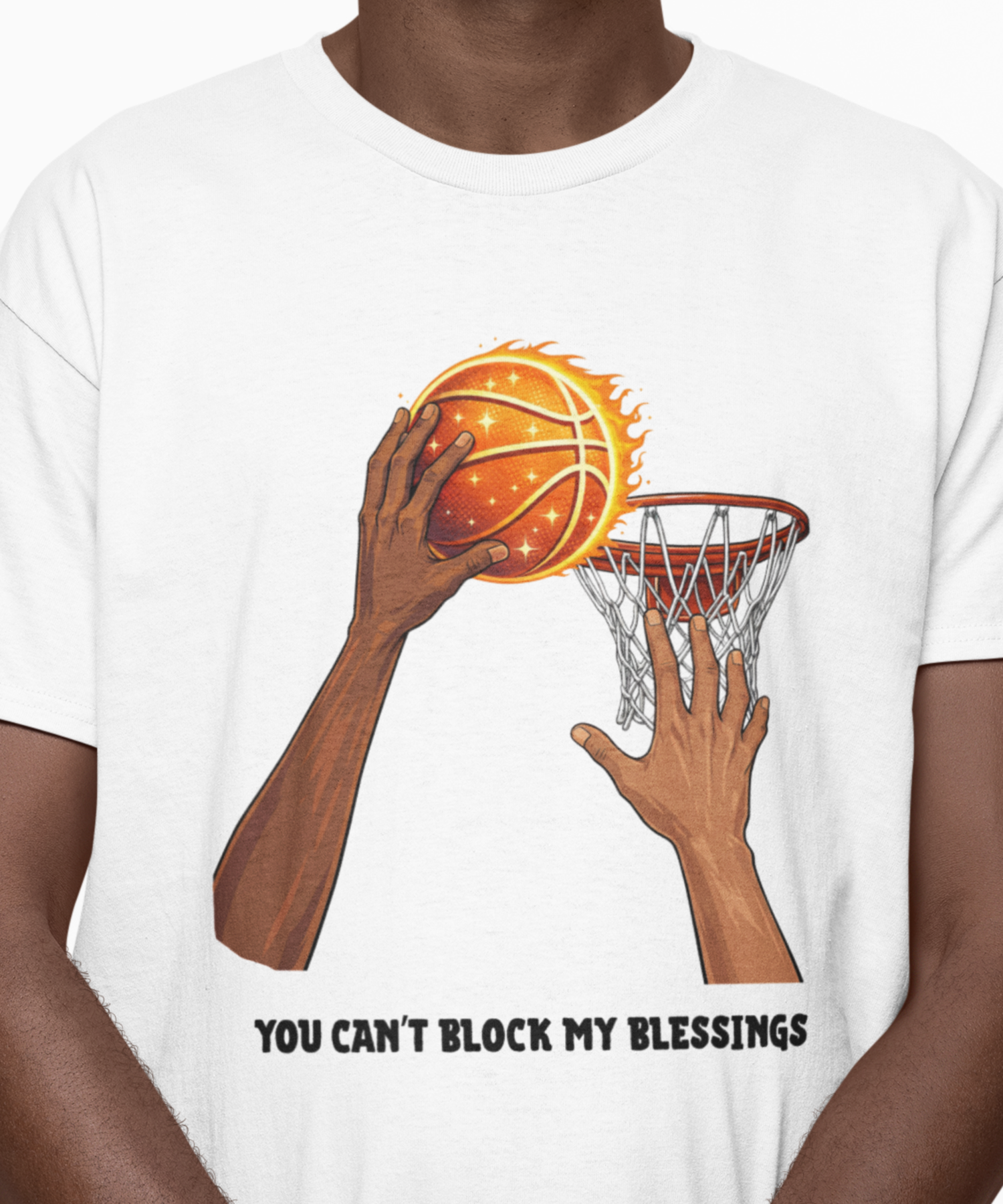 Men's Basketball "You Can't Block My Blessings" Gildan Softstyle Unisex Adult Tee, Light Colors, Glowing Fire B-Ball Tattered Net, Sports Motivational Inspirational Religious Faith T-Shirt product thumbnail image Men's Basketball "You Can't Block My Blessings" Gildan Softstyle Unisex Adult Tee, Light Colors, Glowing Fire B-Ball Tattered Net, Sports Motivational Inspirational Religious Faith T-Shirt product thumbnail image