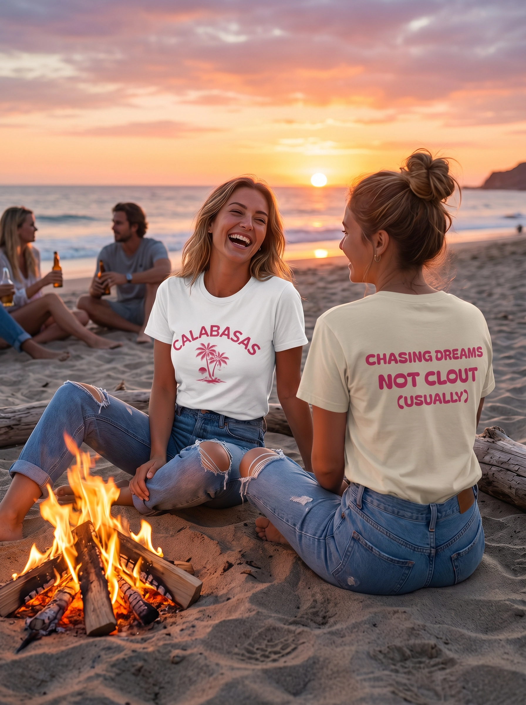 Iconic Era Studios™ x Calabasas Pink Palms™ Tee — "Chasing Dreams Not Clout (Usually)" product thumbnail image Iconic Era Studios™ x Calabasas Pink Palms™ Tee — "Chasing Dreams Not Clout (Usually)" product thumbnail image