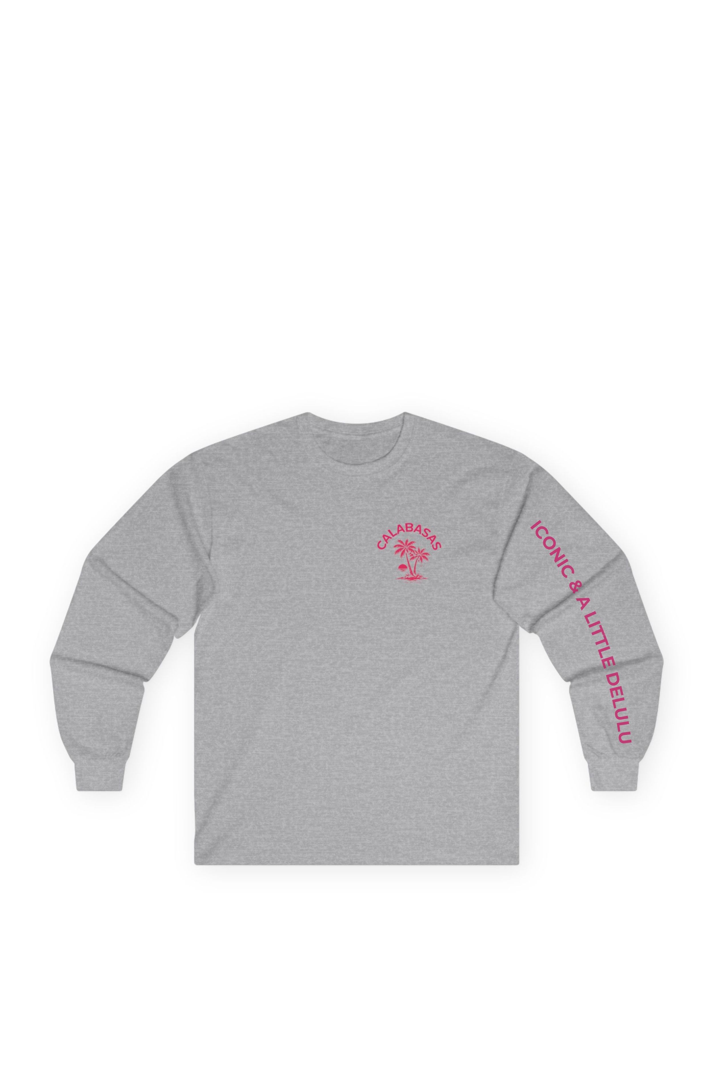 Iconic Era Studios™ x Calabasas Pink Palms™ | Iconic & A Little Delulu | Chasing Dreams Not Clout (usually) Long Sleeve T‑Shirt | Sand, White product thumbnail image Iconic Era Studios™ x Calabasas Pink Palms™ | Iconic & A Little Delulu | Chasing Dreams Not Clout (usually) Long Sleeve T‑Shirt | Sand, White product thumbnail image