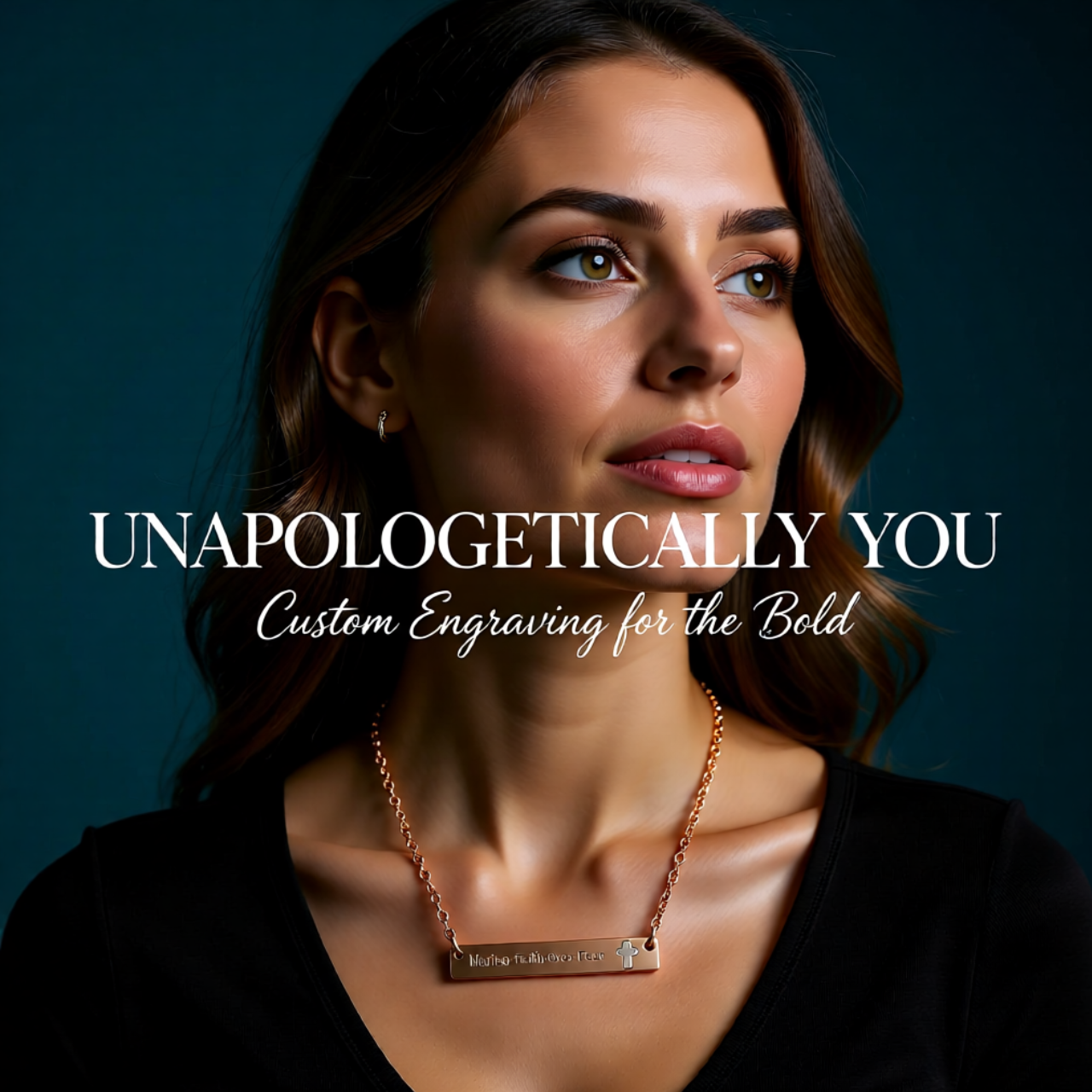 Engravable Cutout Cross Bar Necklace — Personalized Religious Pendant | Unique Gift for Him or Her product thumbnail image