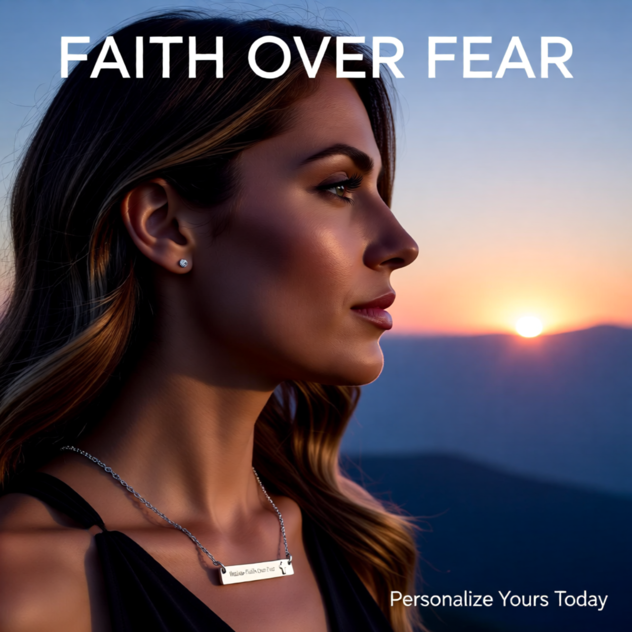 Engravable Cutout Cross Bar Necklace — Personalized Religious Pendant | Unique Gift for Him or Her product thumbnail image