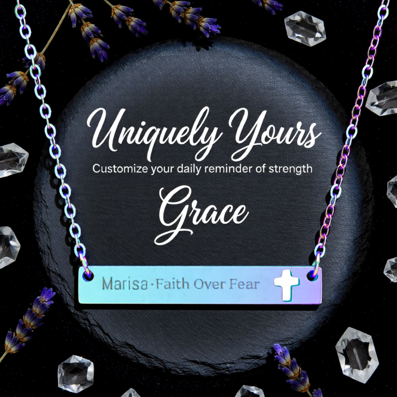 Engravable Cutout Cross Bar Necklace — Personalized Religious Pendant | Unique Gift for Him or Her product thumbnail image Engravable Cutout Cross Bar Necklace — Personalized Religious Pendant | Unique Gift for Him or Her product thumbnail image