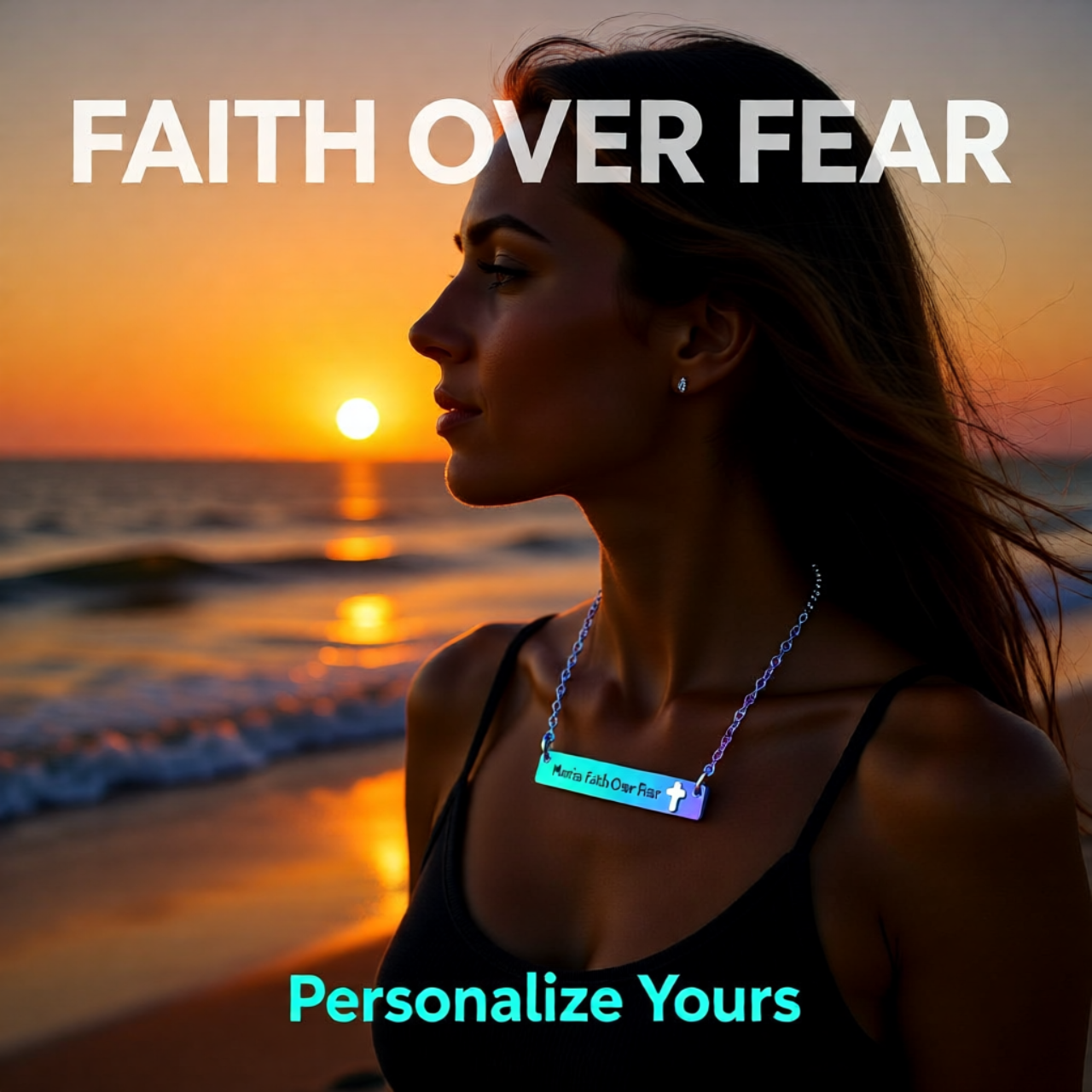 Engravable Cutout Cross Bar Necklace — Personalized Religious Pendant | Edit All Text 25 Characters Length product thumbnail image Engravable Cutout Cross Bar Necklace — Personalized Religious Pendant | Edit All Text 25 Characters Length product thumbnail image