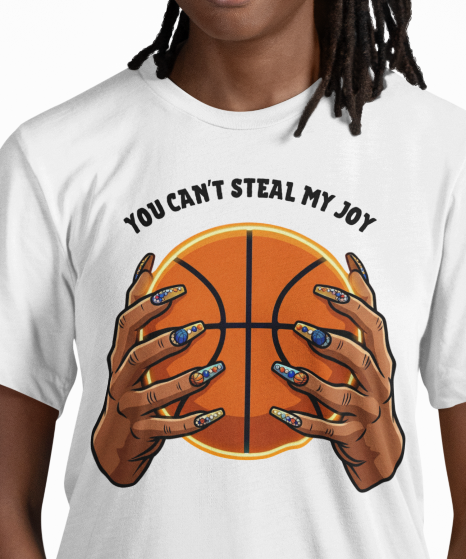  "You Can't Steal My Joy" Gildan Softstyle Unisex Adut T-Shirt, Women's Basketball Fingernails and Faith Graphic Tee
