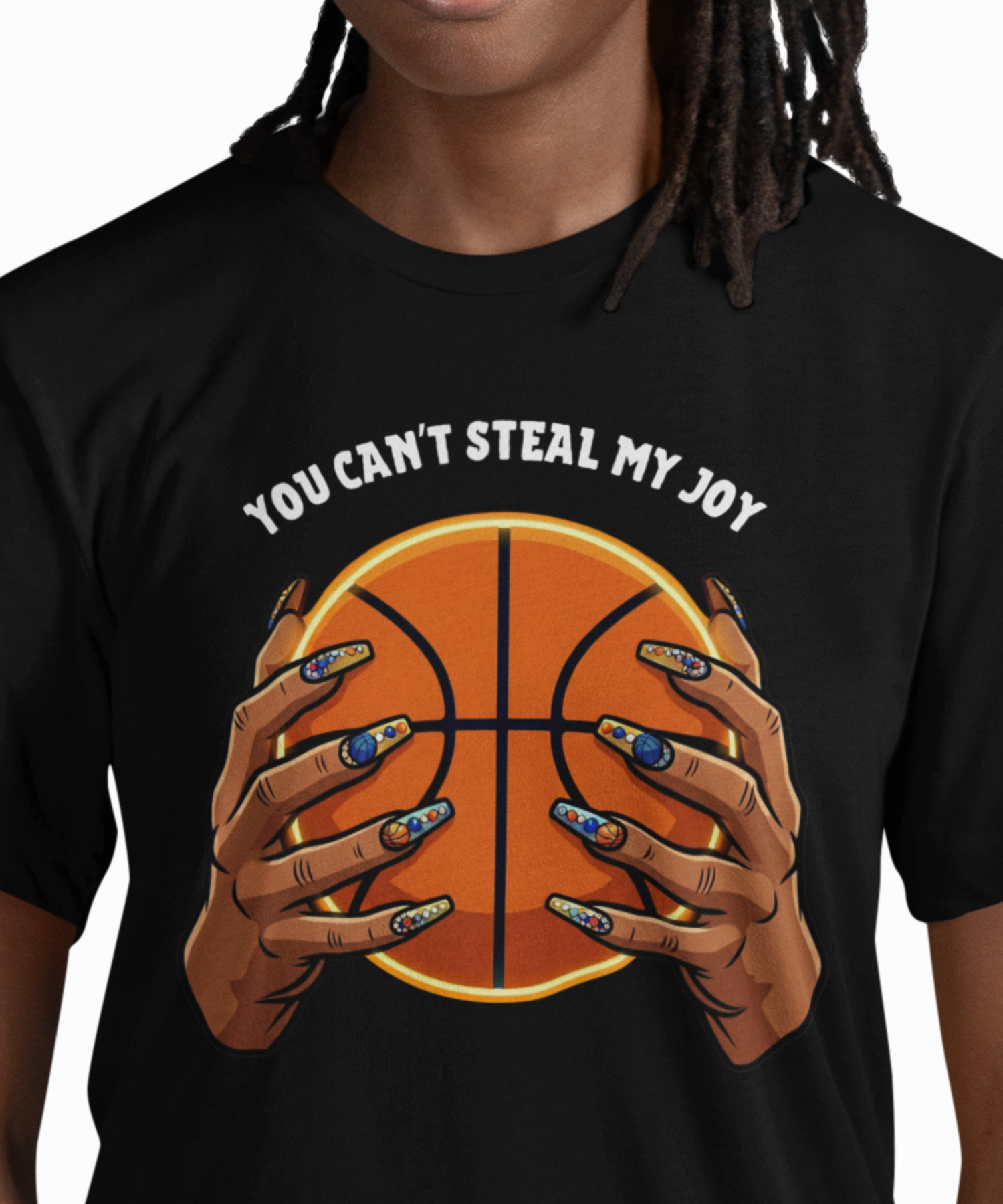 "You Can't Steal My Joy" Gildan Softstyle Unisex Adult T-Shirt , Women's Basketball Fingernails and Faith Graphic Tee product thumbnail image