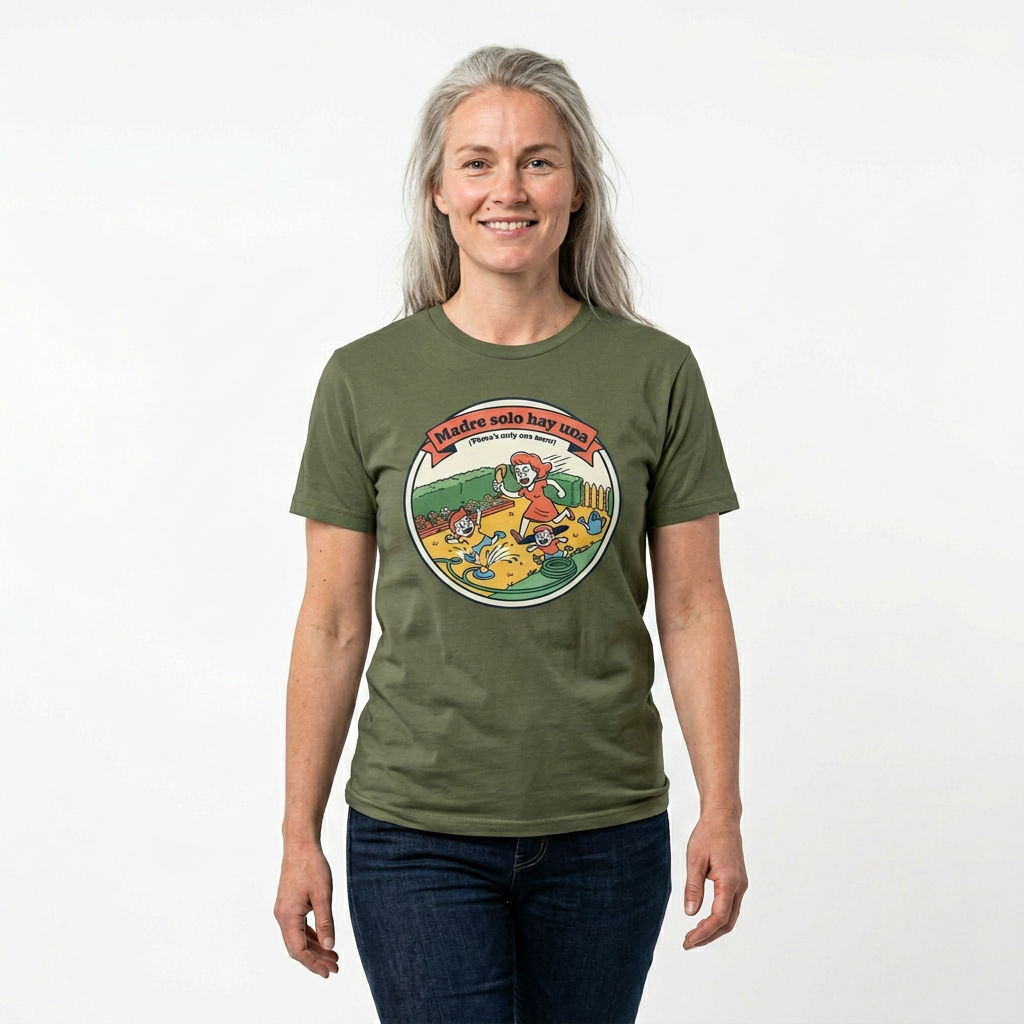 T-Shirt — "Madre solo hay una" Retro Family Cartoon Tee
